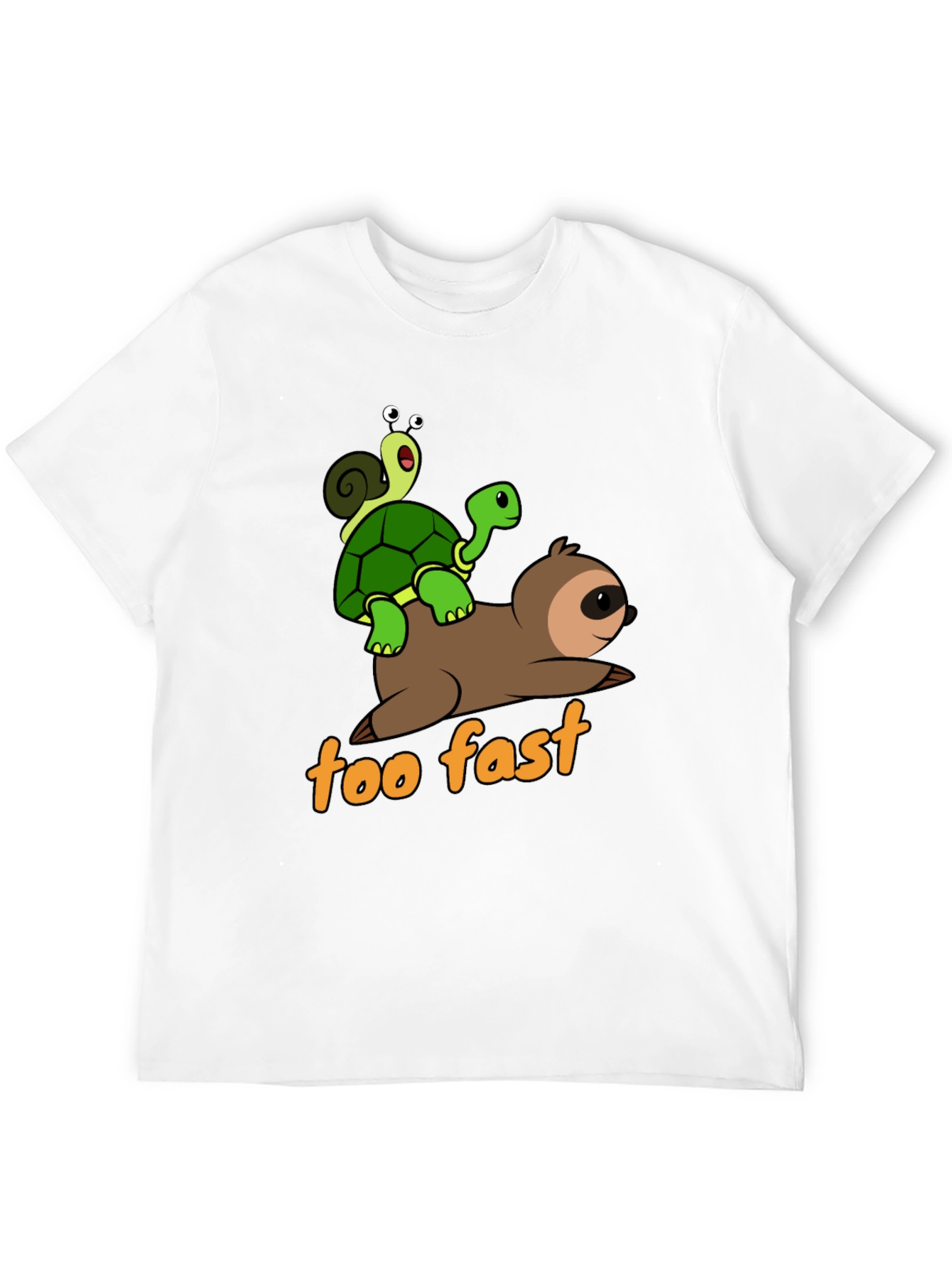 Funny Sloth Turtle and Snail Graphic T-Shirt