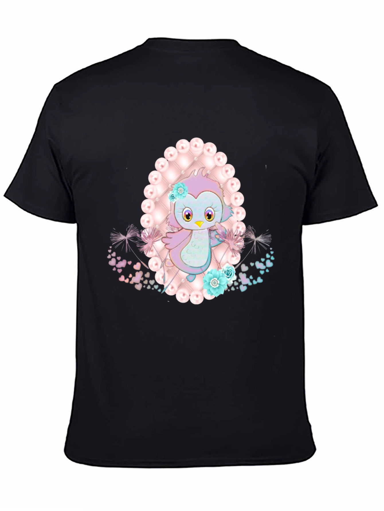 Cute Cartoon Bird Graphic Tee - Stylish Black T-Shirt