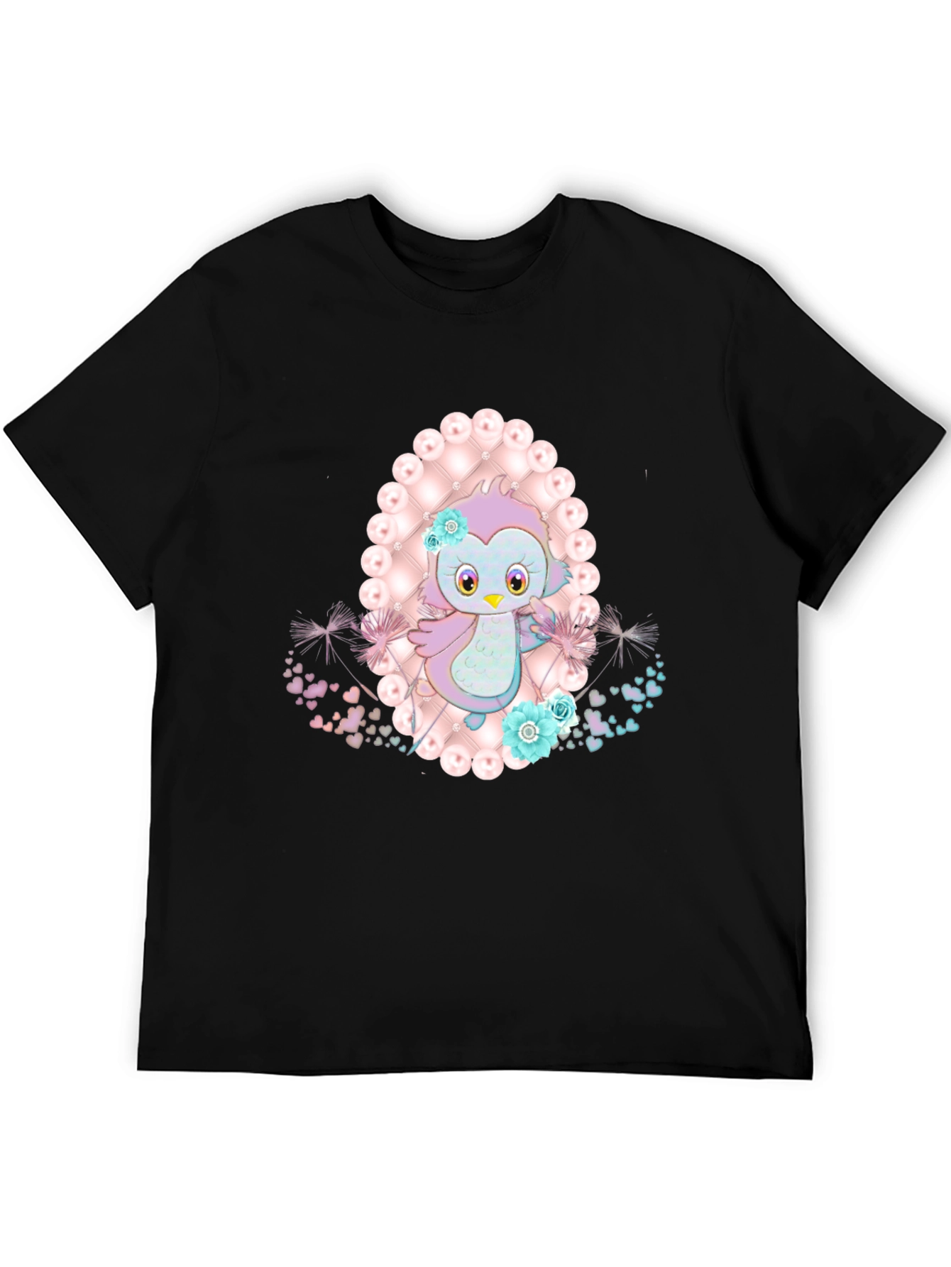 Cute Cartoon Bird Graphic Tee - Stylish Black T-Shirt