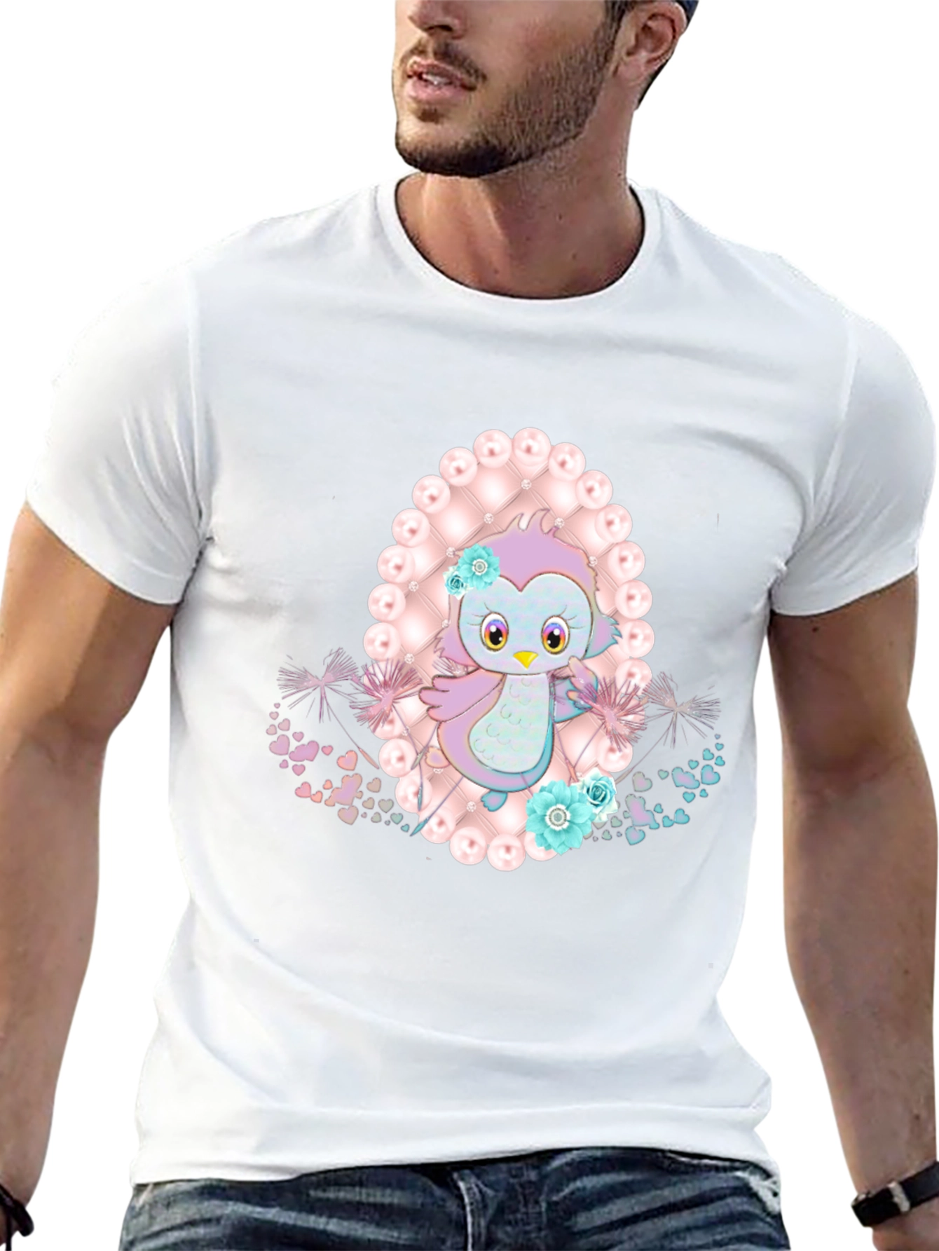 Cute Cartoon Bird Graphic Tee - Stylish Black T-Shirt