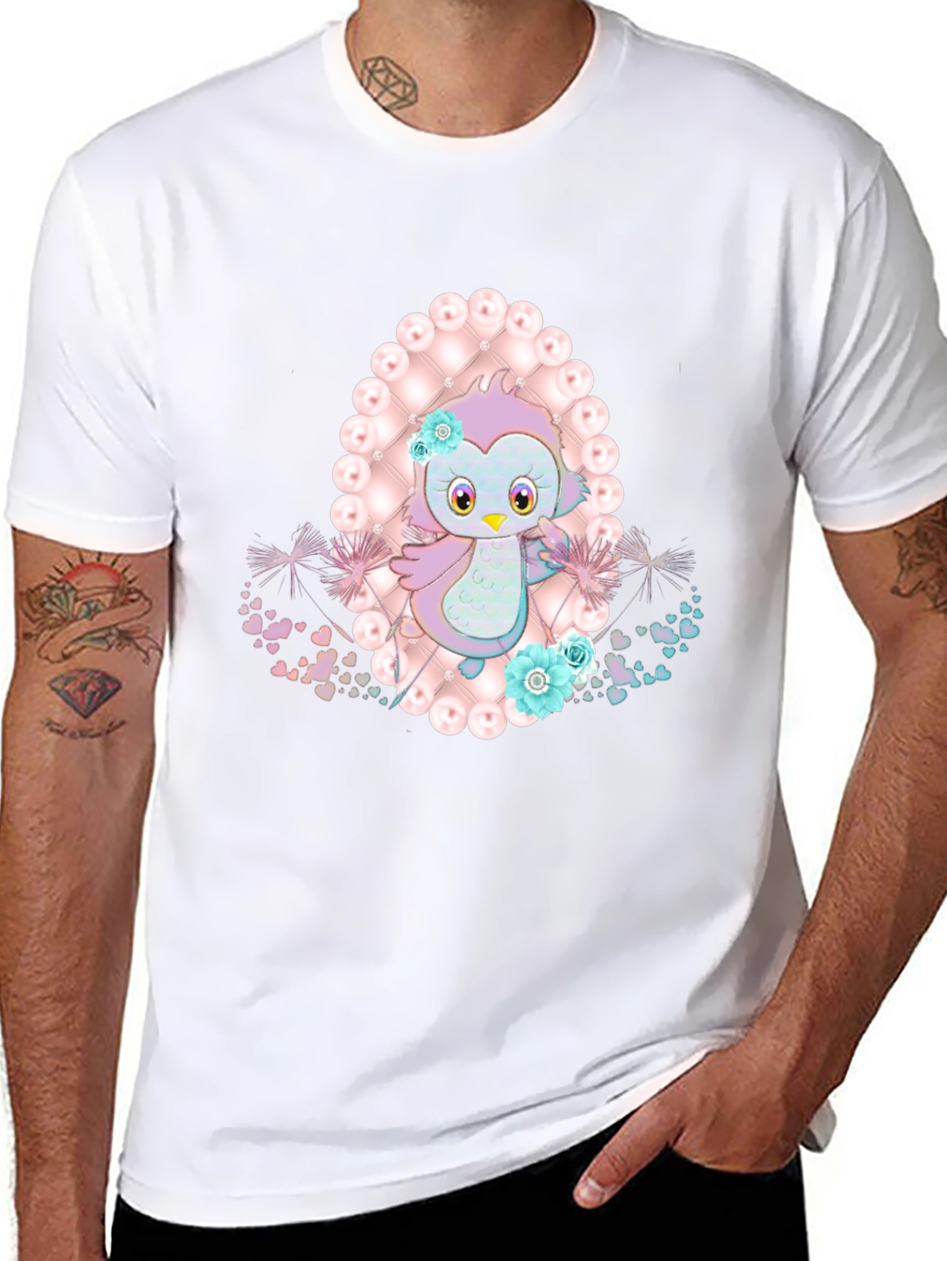 Cute Cartoon Bird Graphic Tee - Stylish Black T-Shirt
