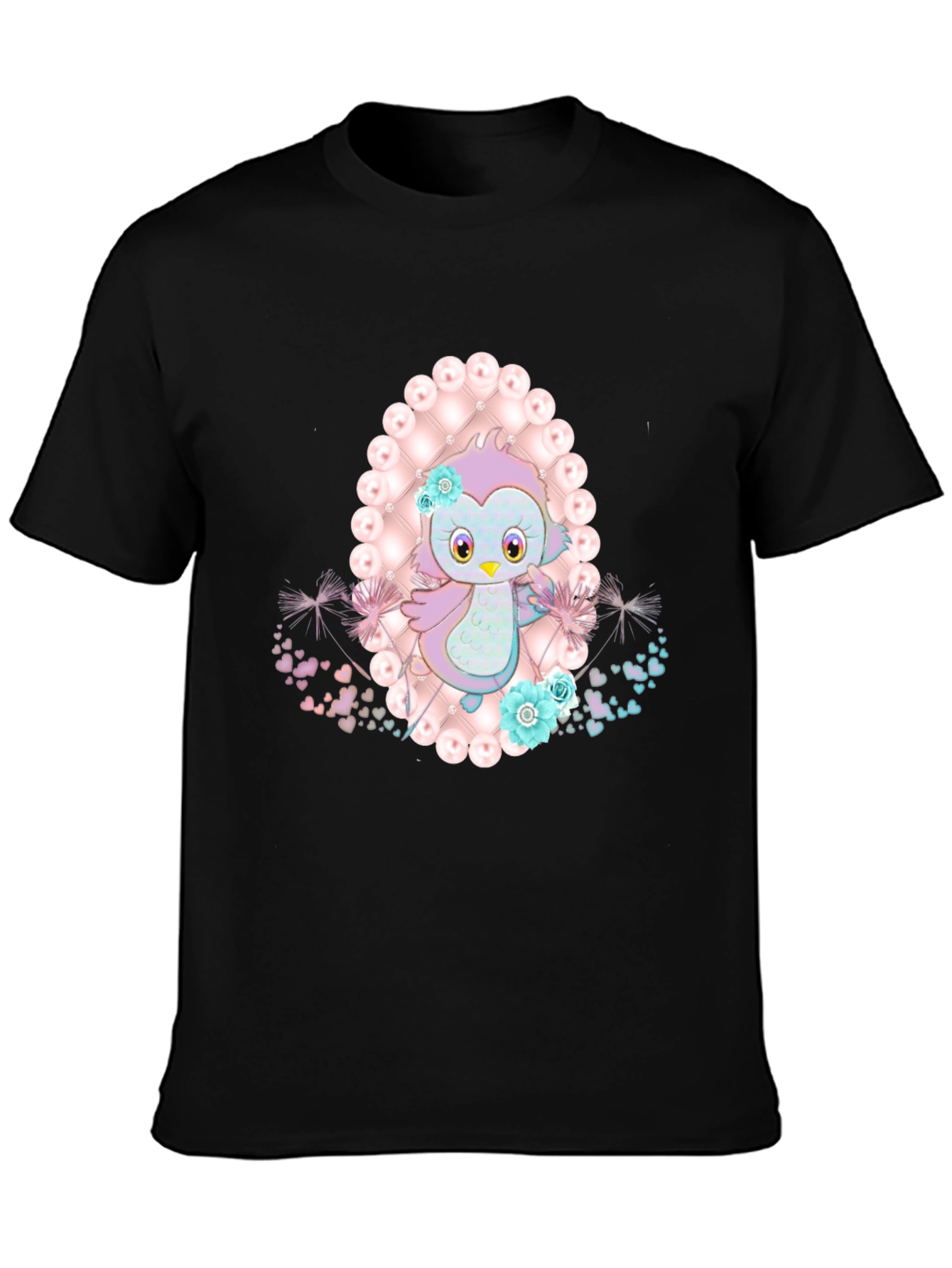 Cute Cartoon Bird Graphic Tee - Stylish Black T-Shirt