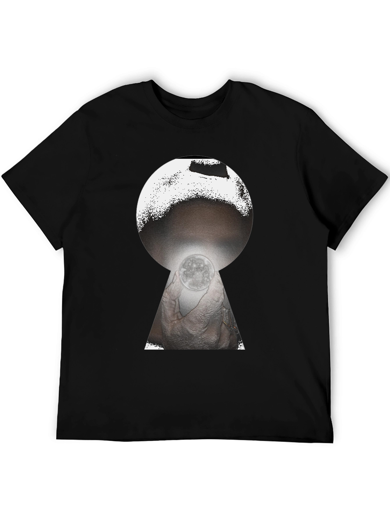 Mystic Moon Keyhole Graphic Tee - Black