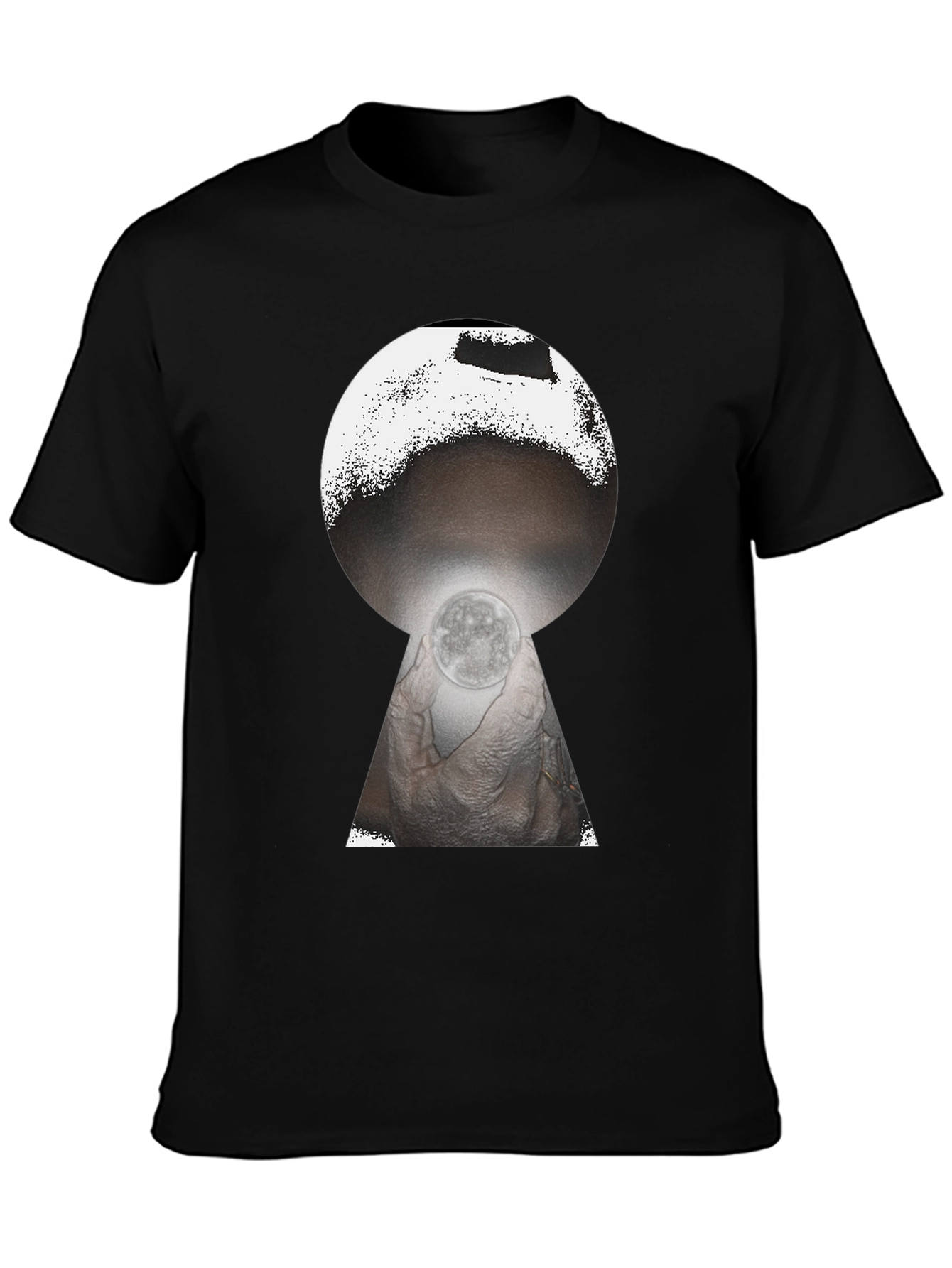 Mystic Moon Keyhole Graphic Tee - Black