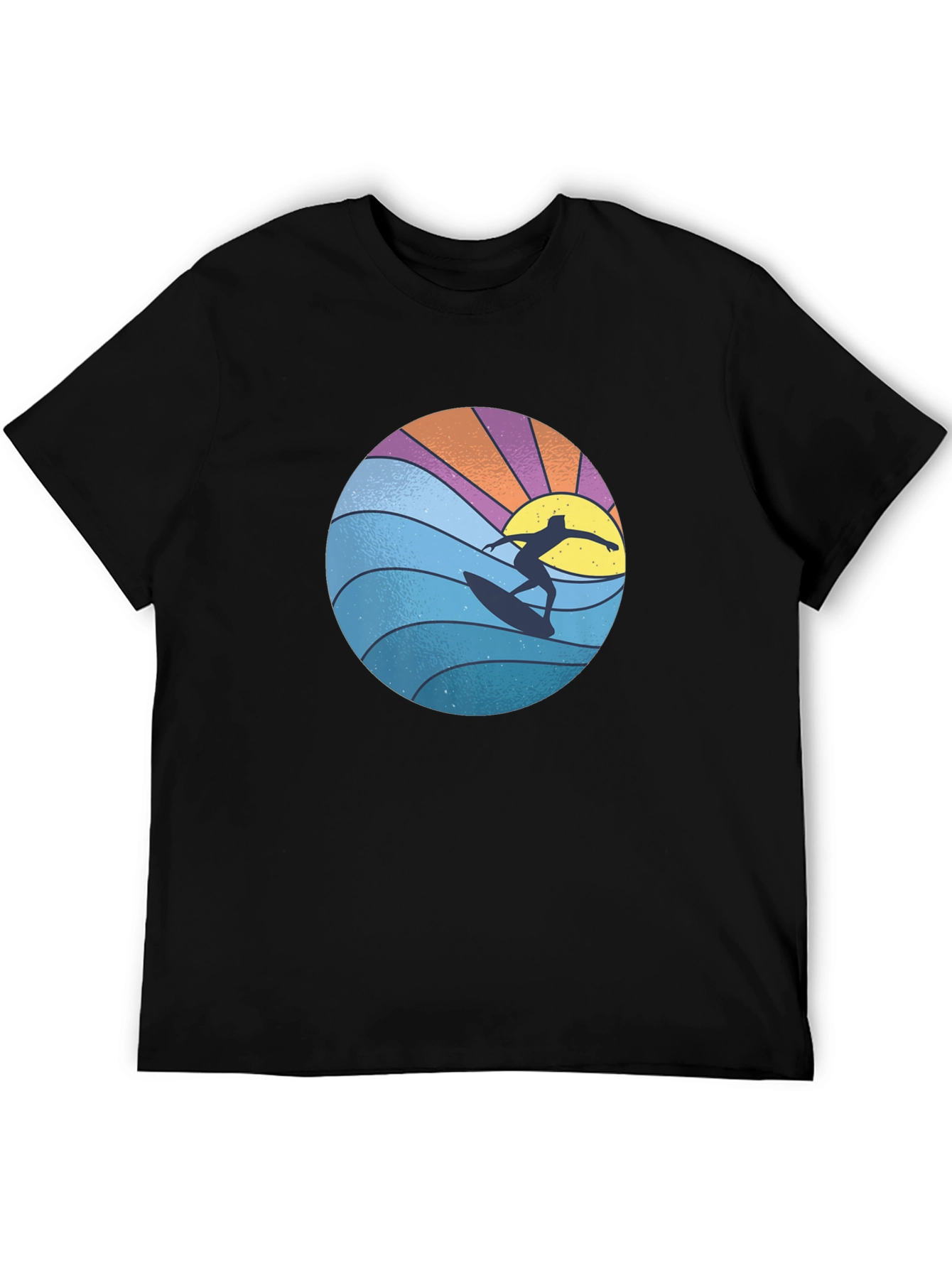 Surfer Graphic Tee - Black Cotton Blend T-Shirt