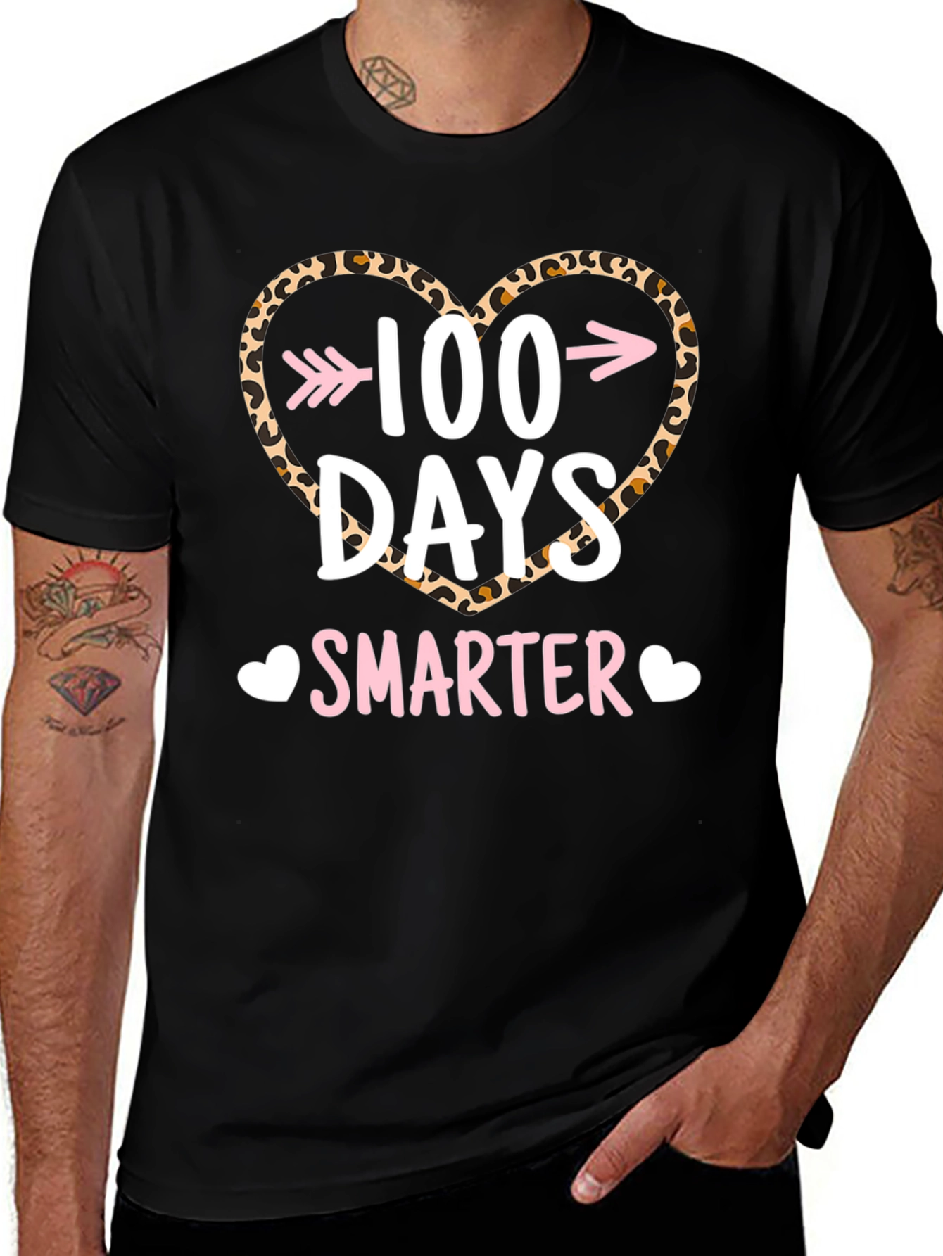 100 Days Smarter Leopard Heart T-Shirt