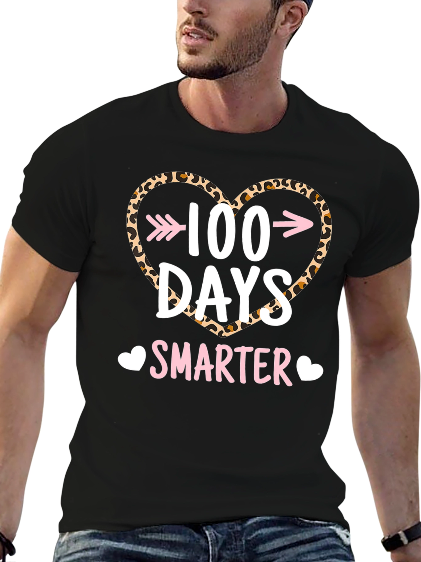 100 Days Smarter Leopard Heart T-Shirt