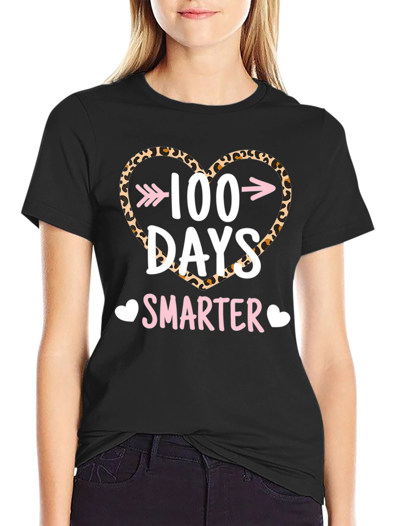 100 Days Smarter Leopard Heart T-Shirt