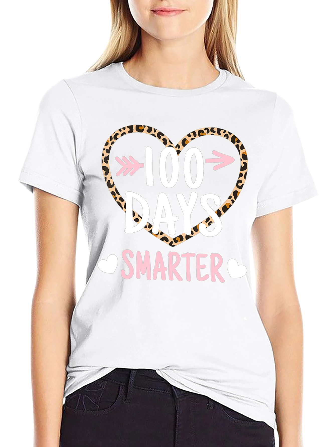 100 Days Smarter Leopard Heart T-Shirt