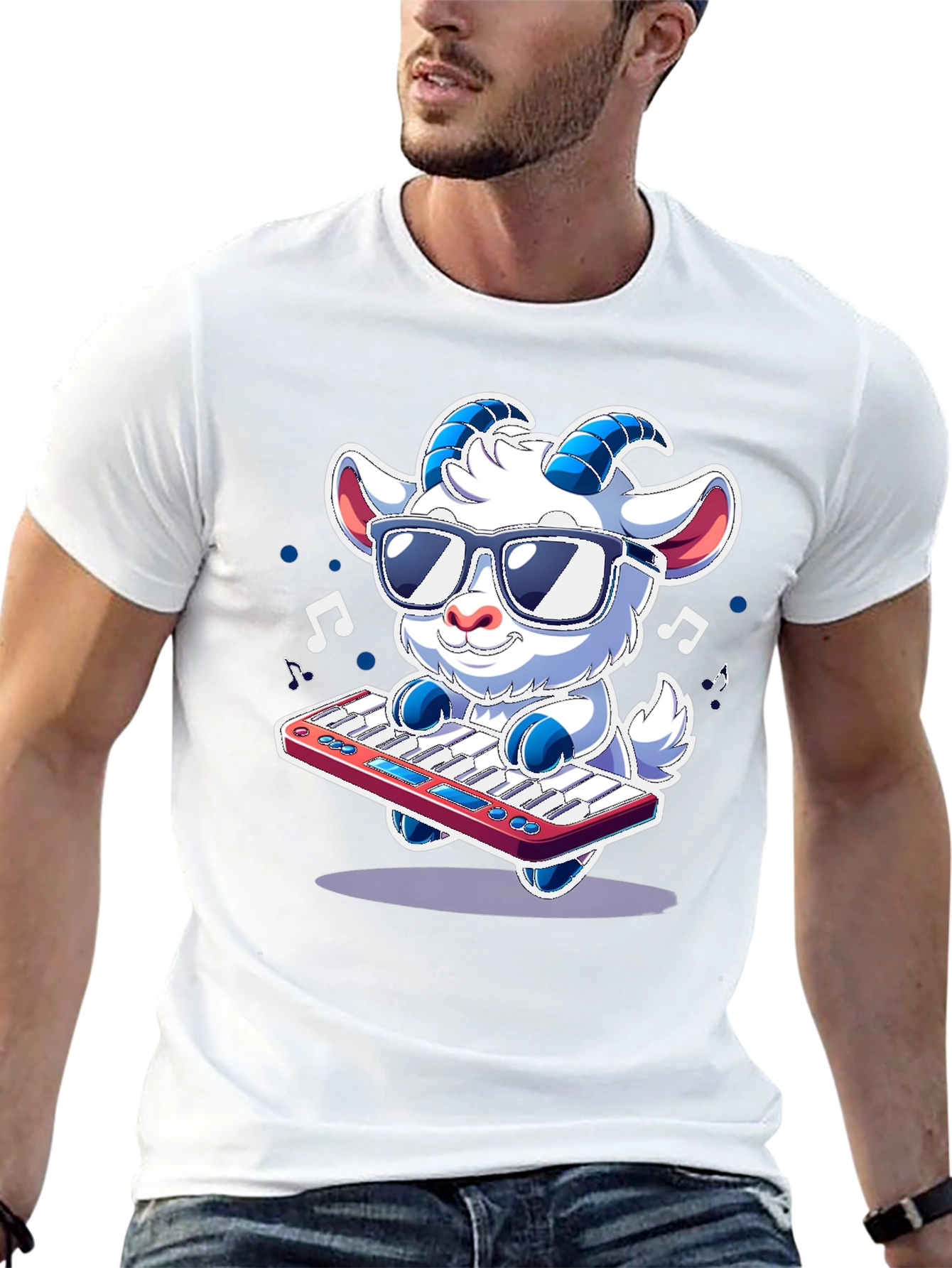 Cool Goat Keyboardist T-Shirt - Music Lover Tee