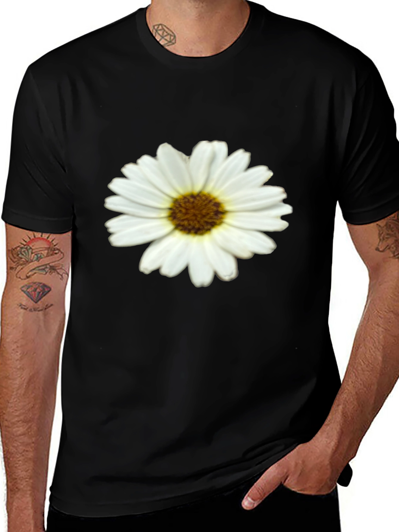 Daisy Graphic Print Black T-Shirt