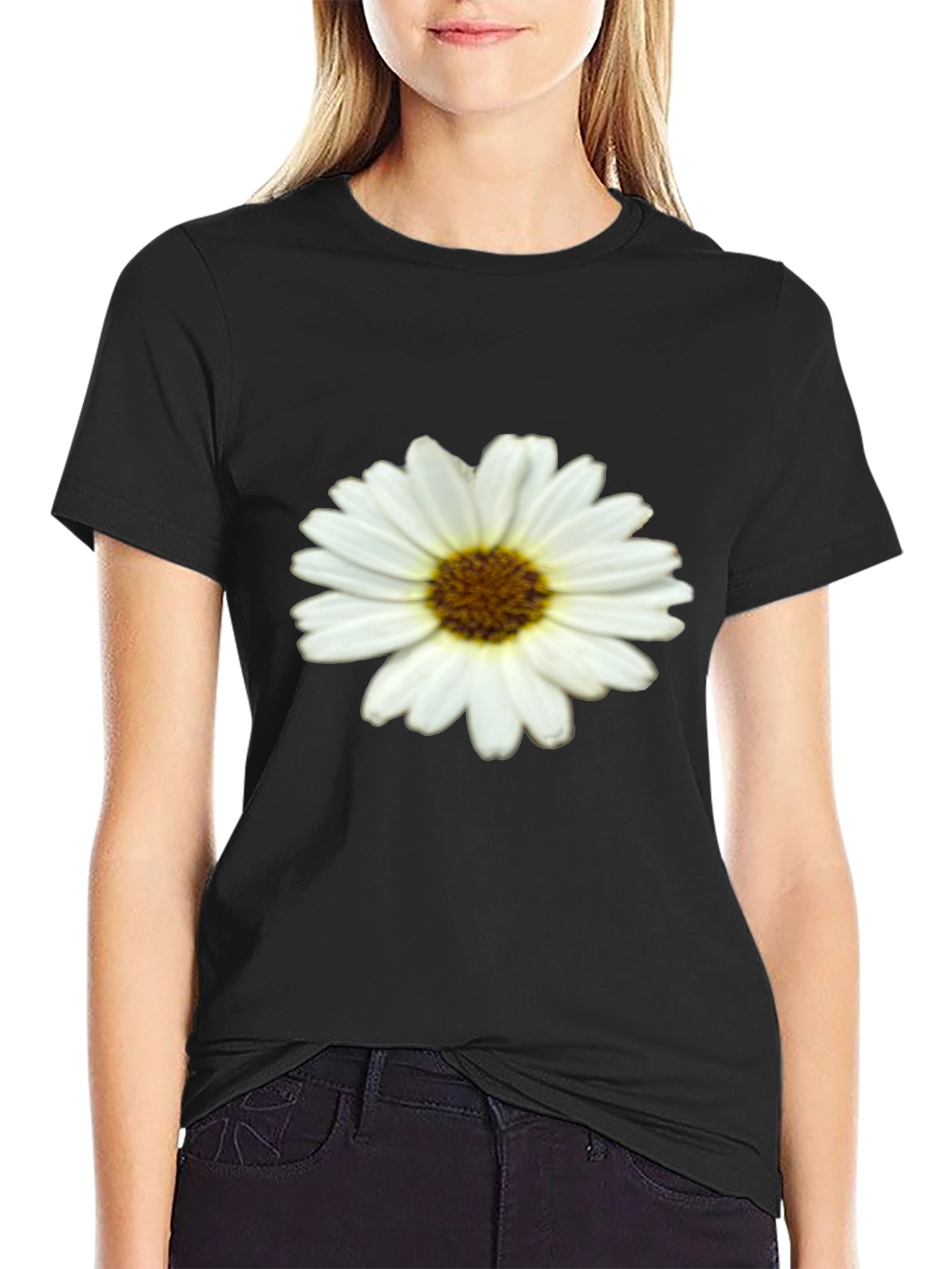 Daisy Graphic Print Black T-Shirt