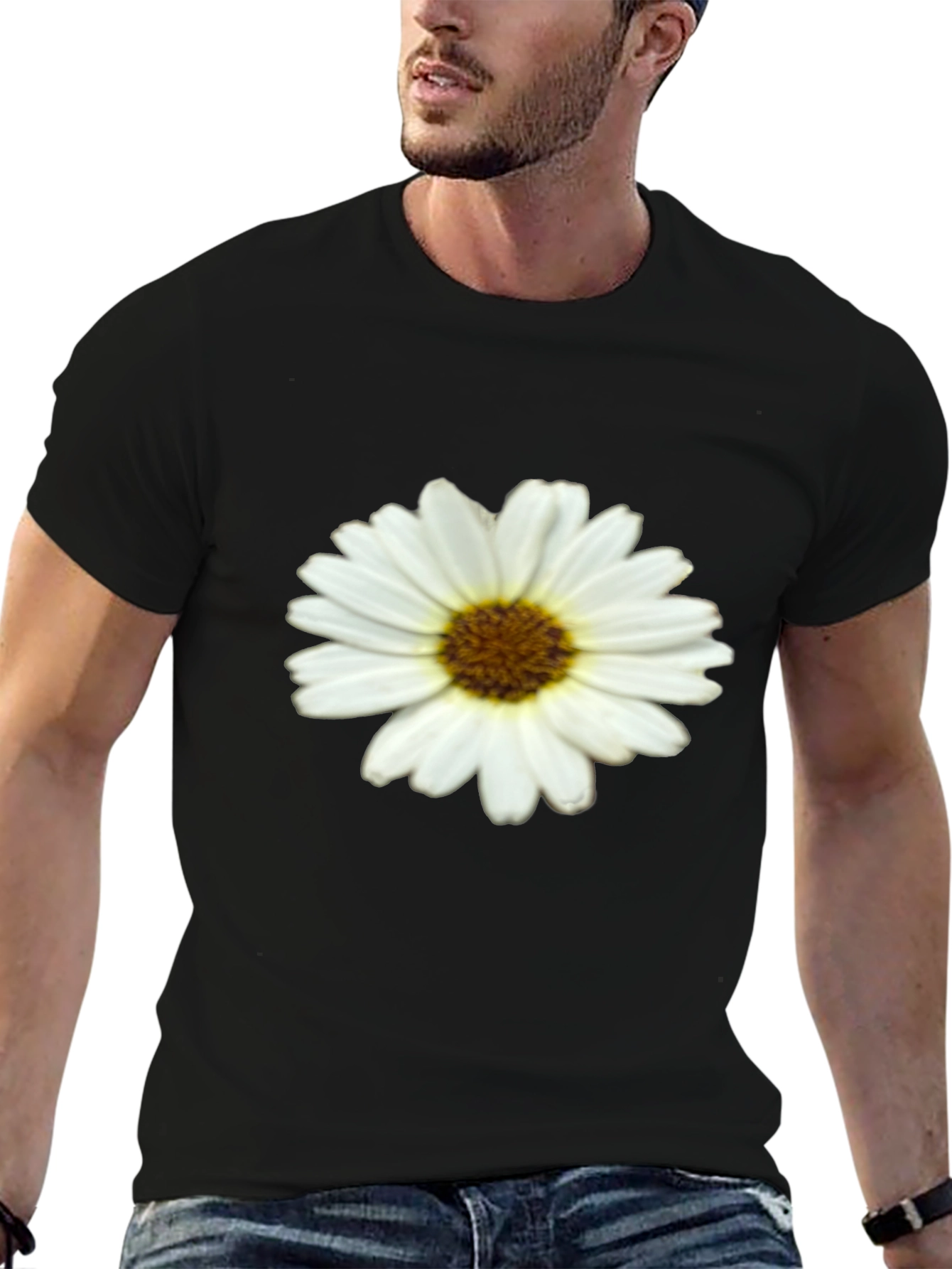 Daisy Graphic Print Black T-Shirt