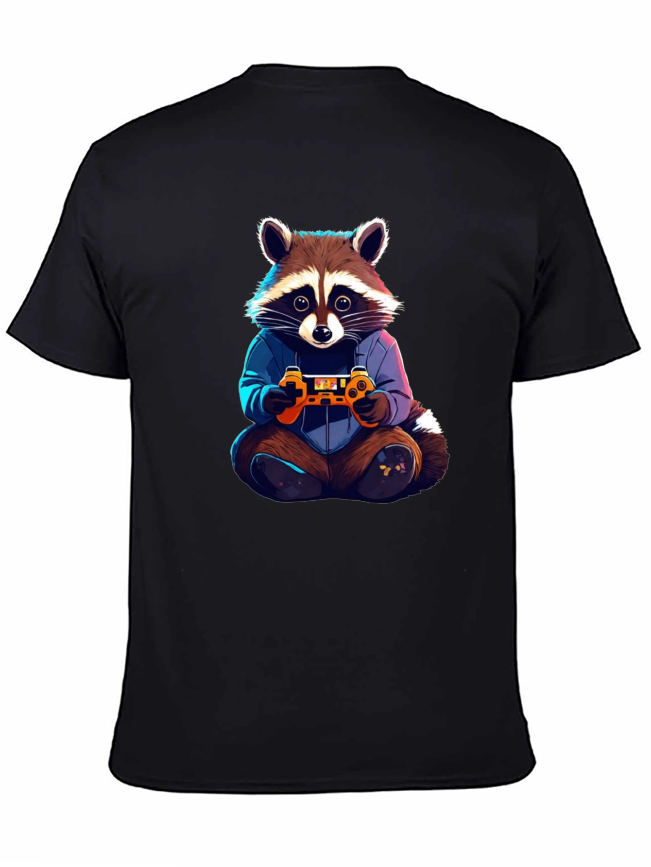 Gamer Raccoon Graphic Tee - Black