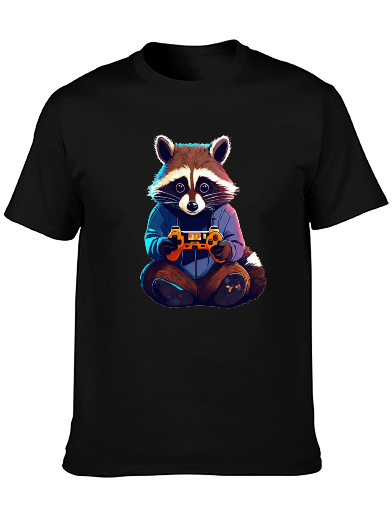 Gamer Raccoon Graphic Tee - Black