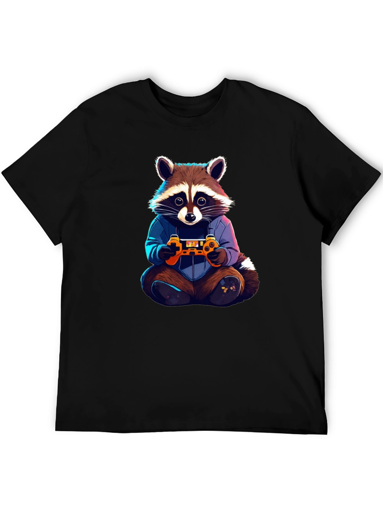 Gamer Raccoon Graphic Tee - Black