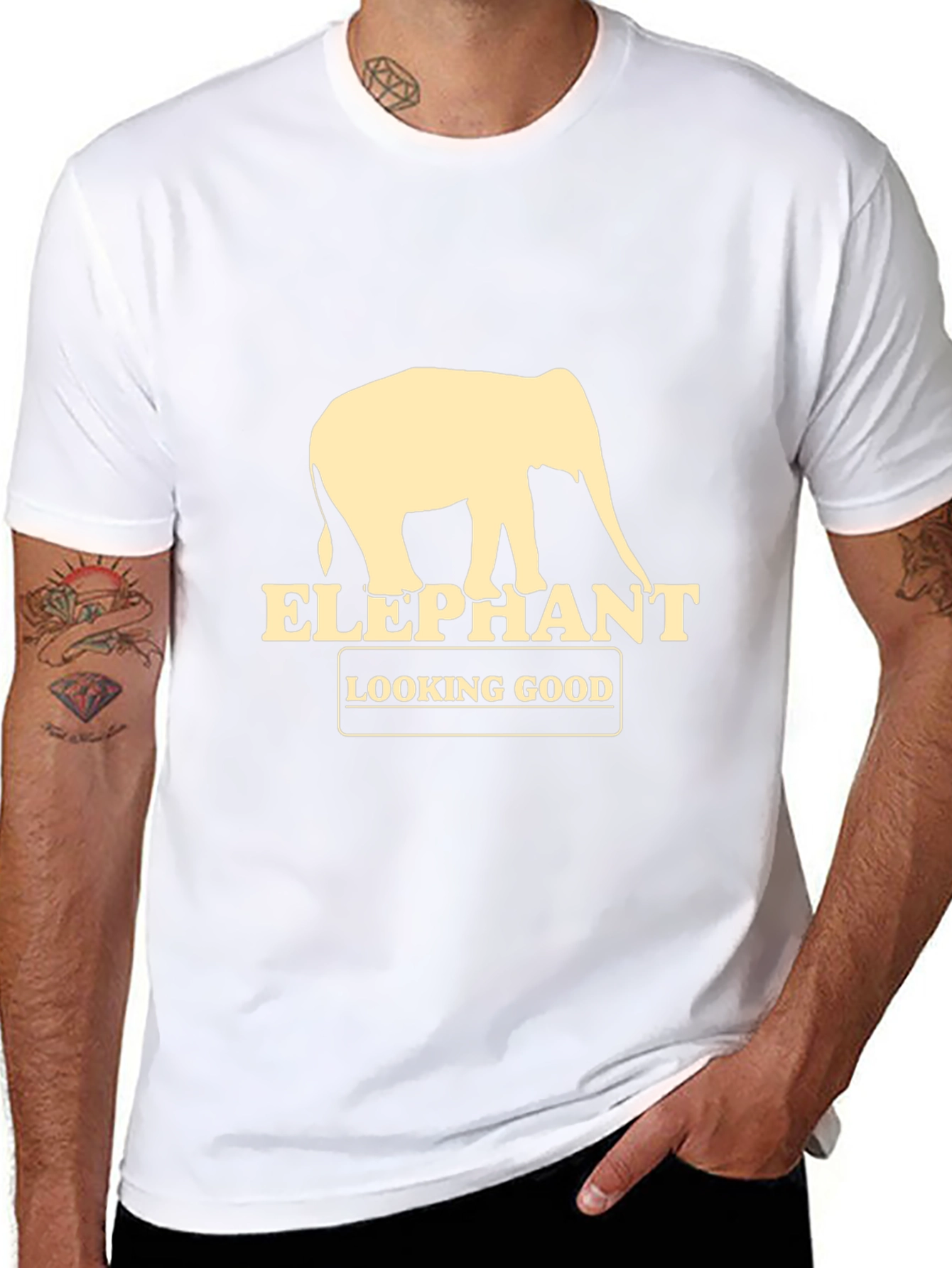 Elephant Looking Good Graphic Tee - Black