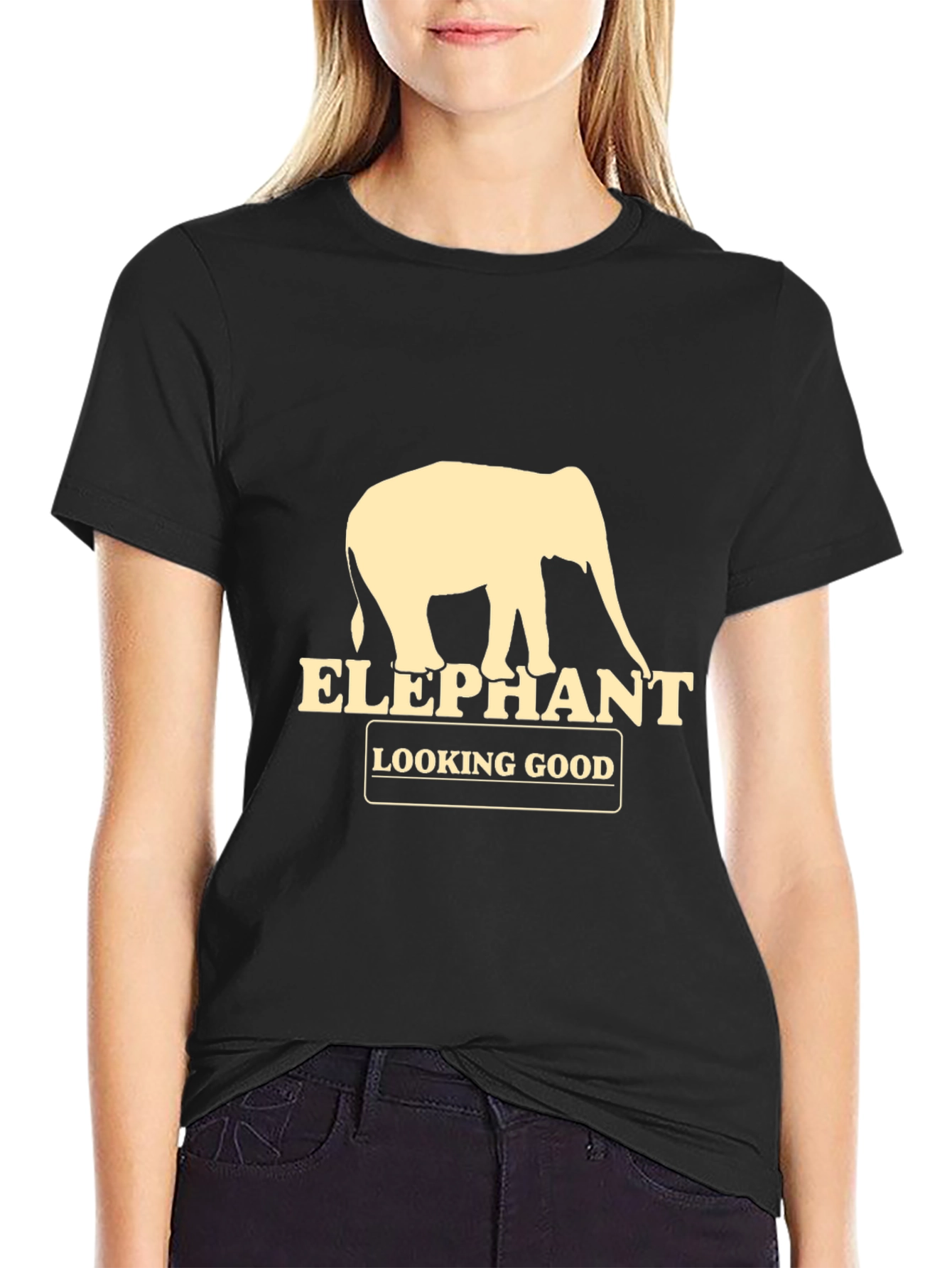 Elephant Looking Good Graphic Tee - Black