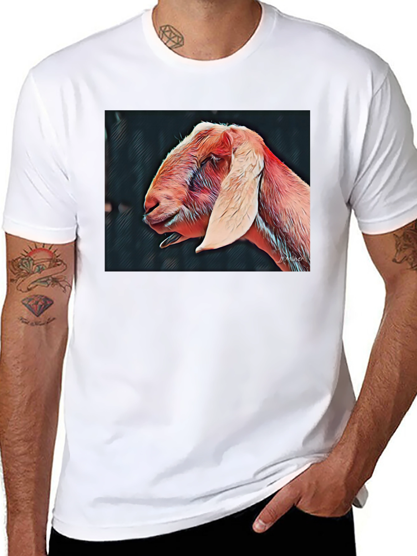 Goat Portrait Black T-Shirt