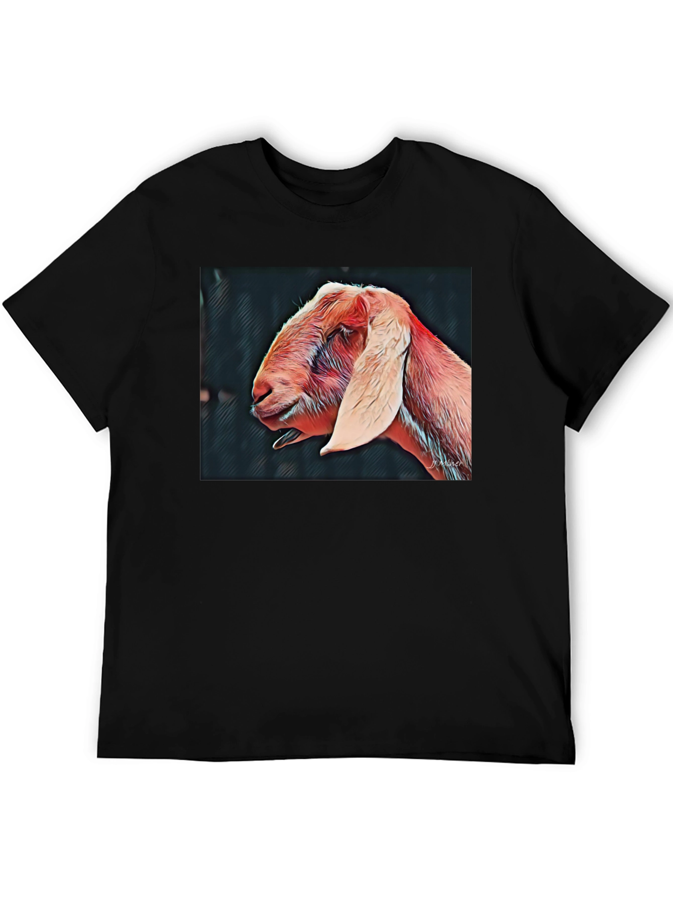 Goat Portrait Black T-Shirt