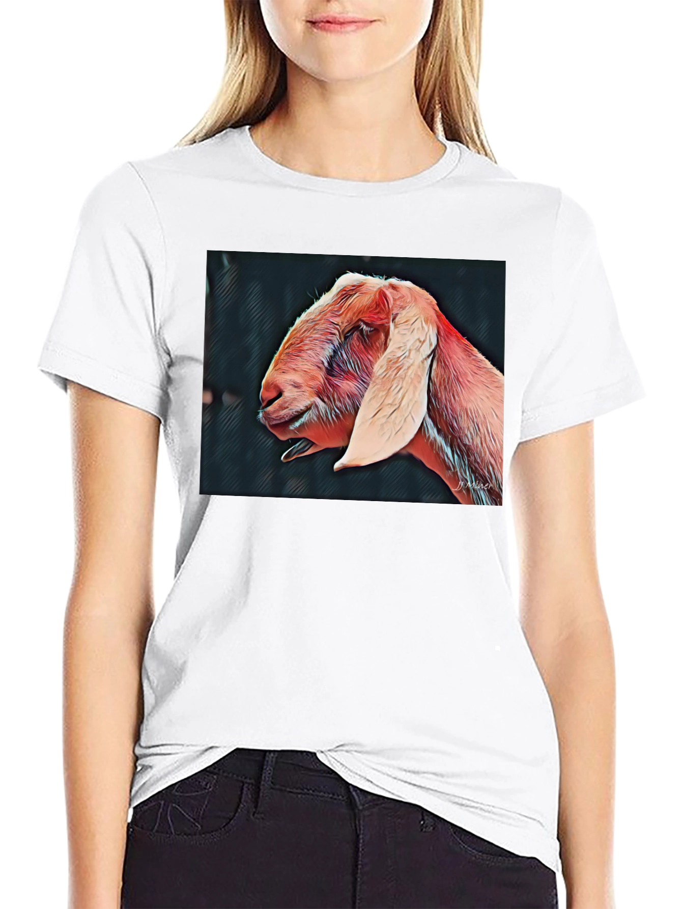 Goat Portrait Black T-Shirt