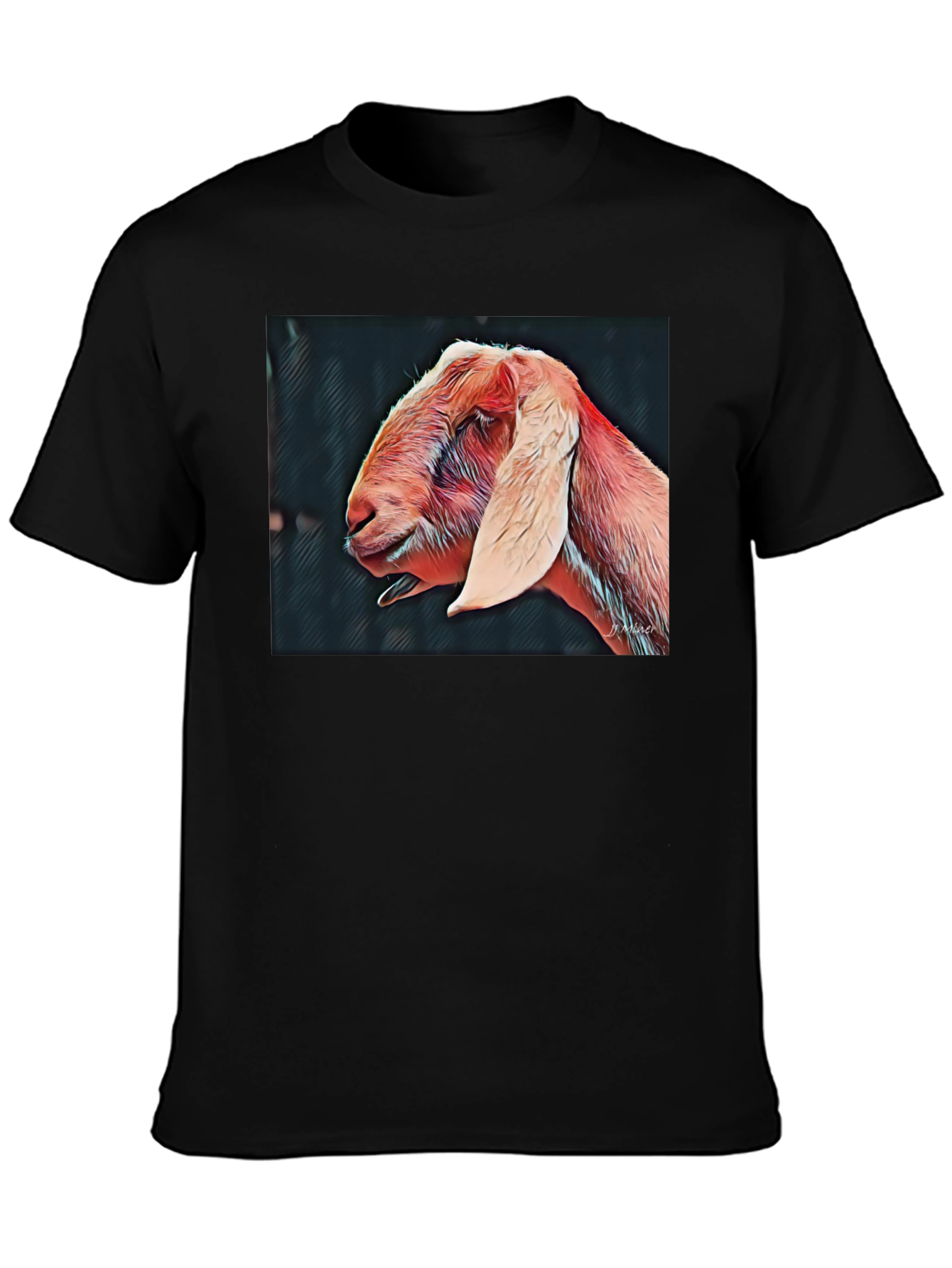 Goat Portrait Black T-Shirt