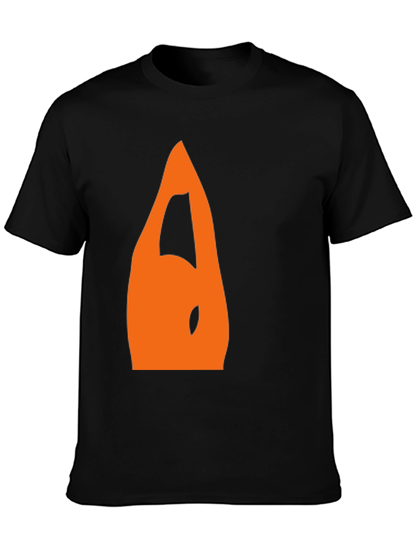 Mens Black T-Shirt with Orange Abstract Design