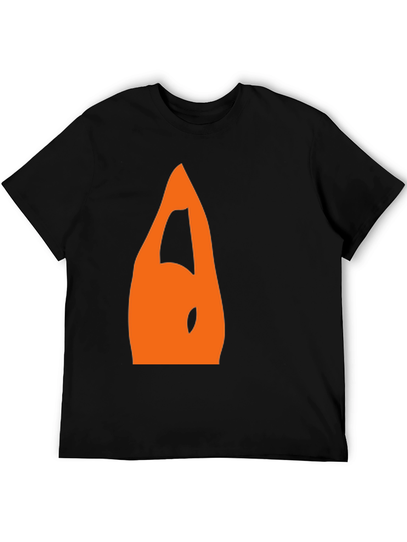 Mens Black T-Shirt with Orange Abstract Design