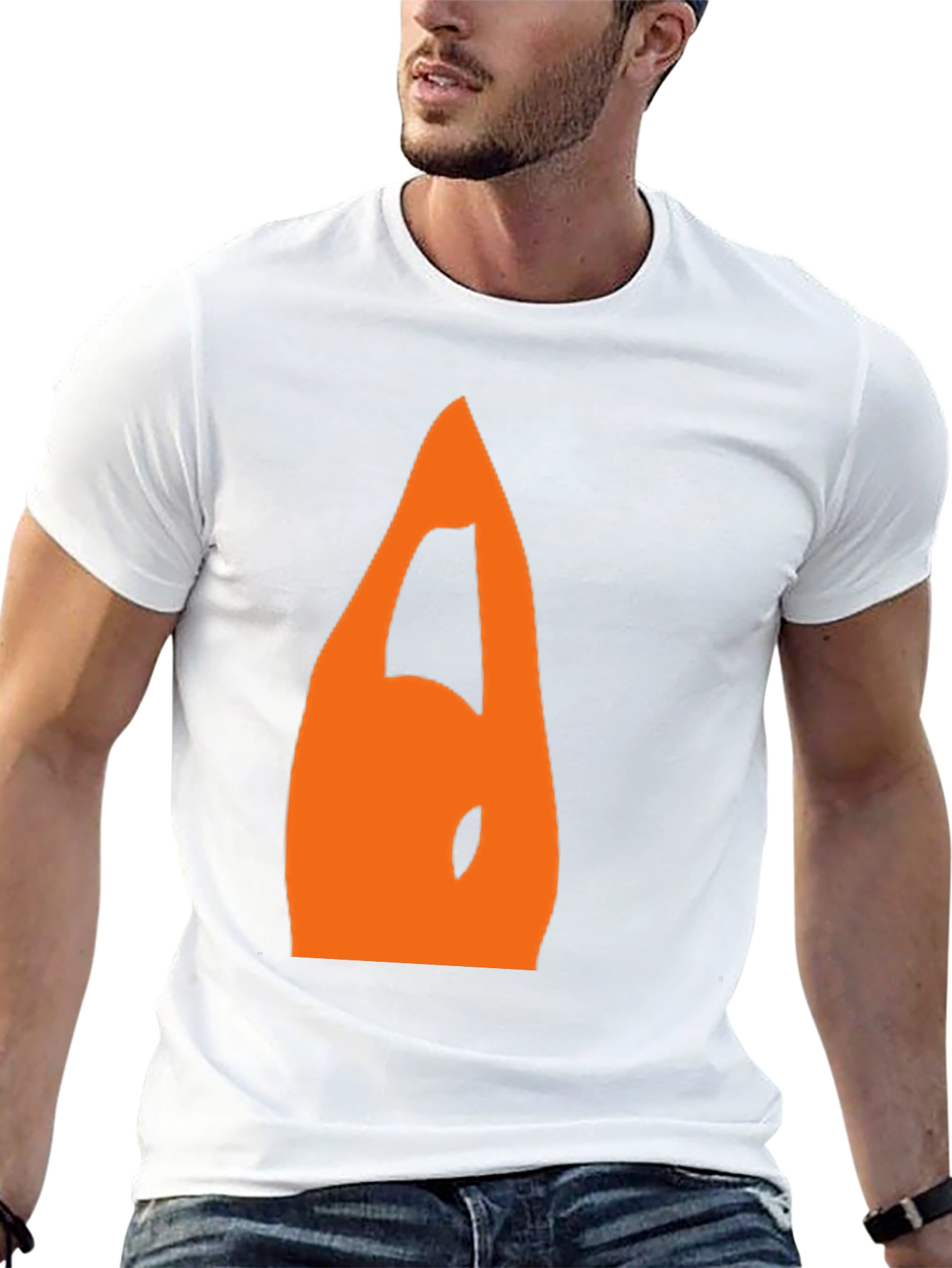 Mens Black T-Shirt with Orange Abstract Design