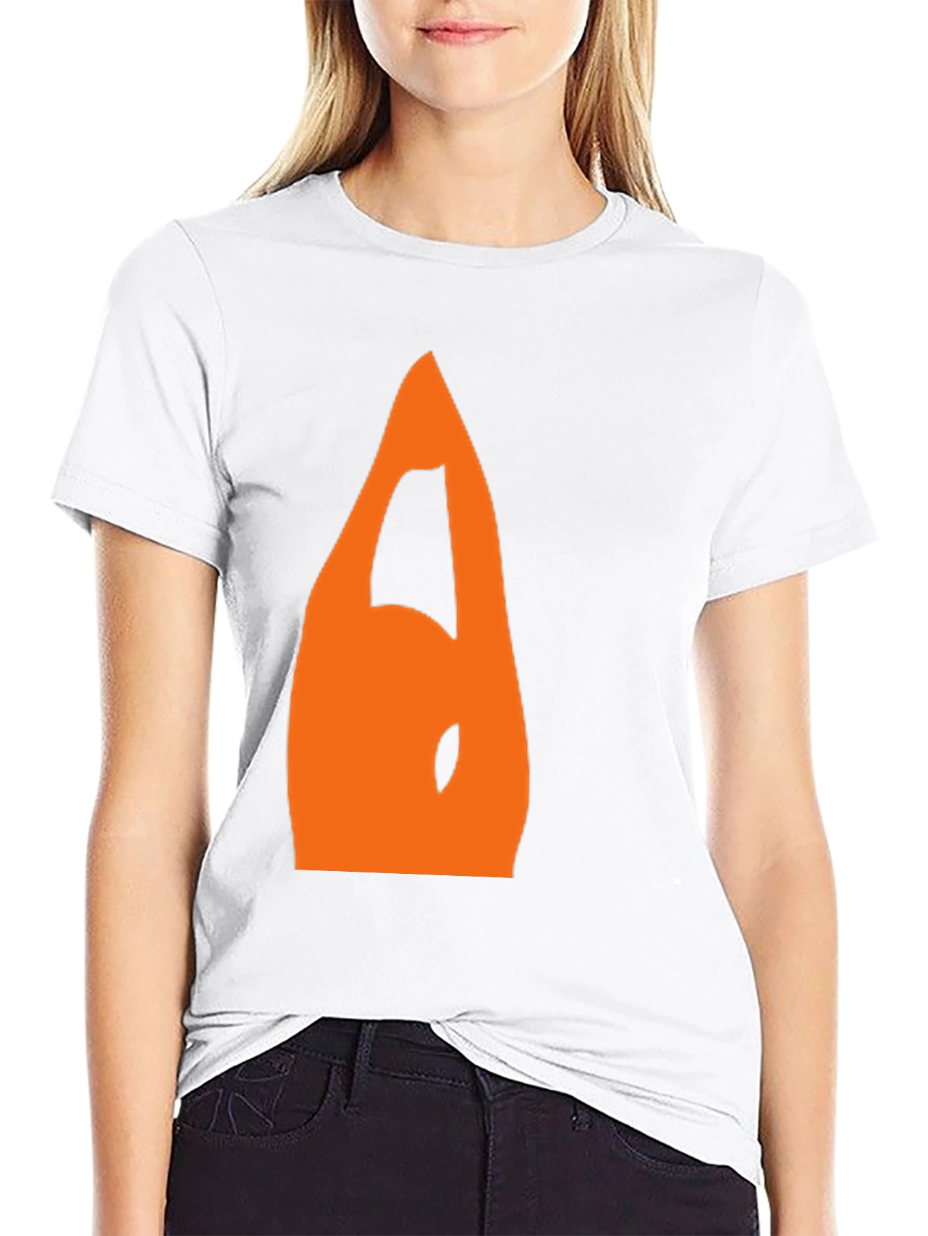 Mens Black T-Shirt with Orange Abstract Design