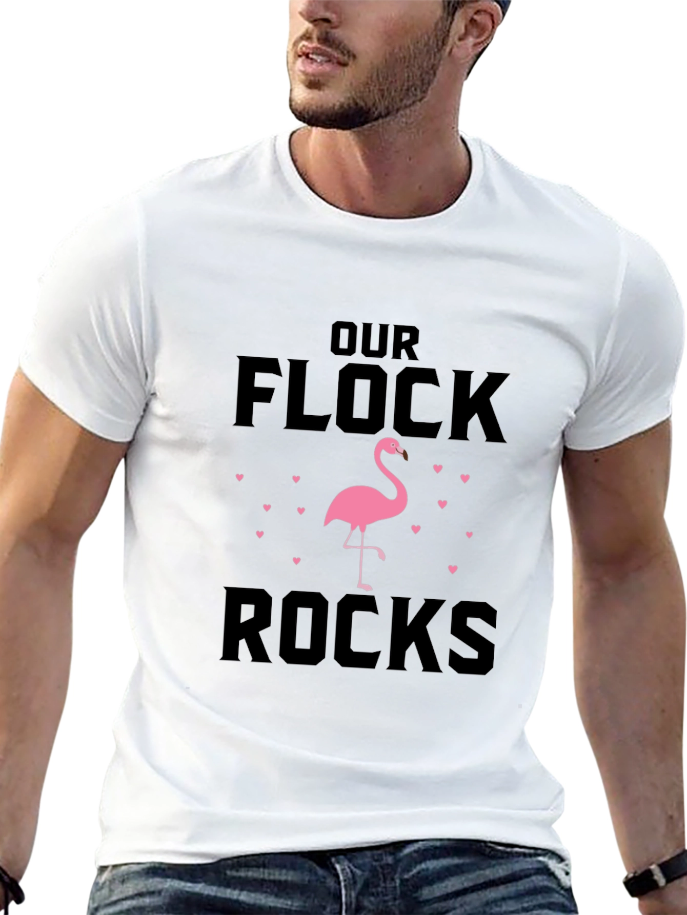 Our Flock Rocks Flamingo Graphic T-Shirt