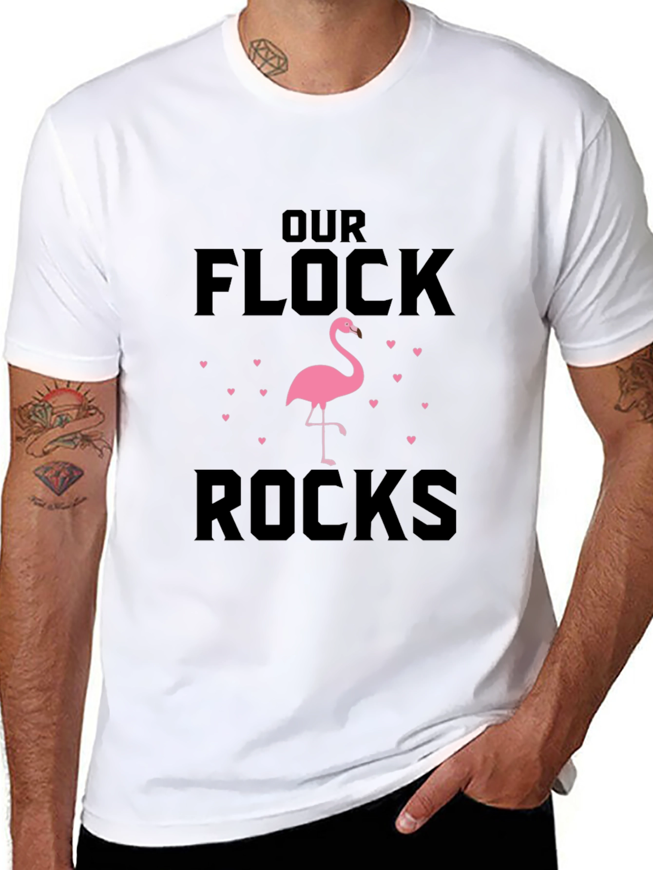 Our Flock Rocks Flamingo Graphic T-Shirt