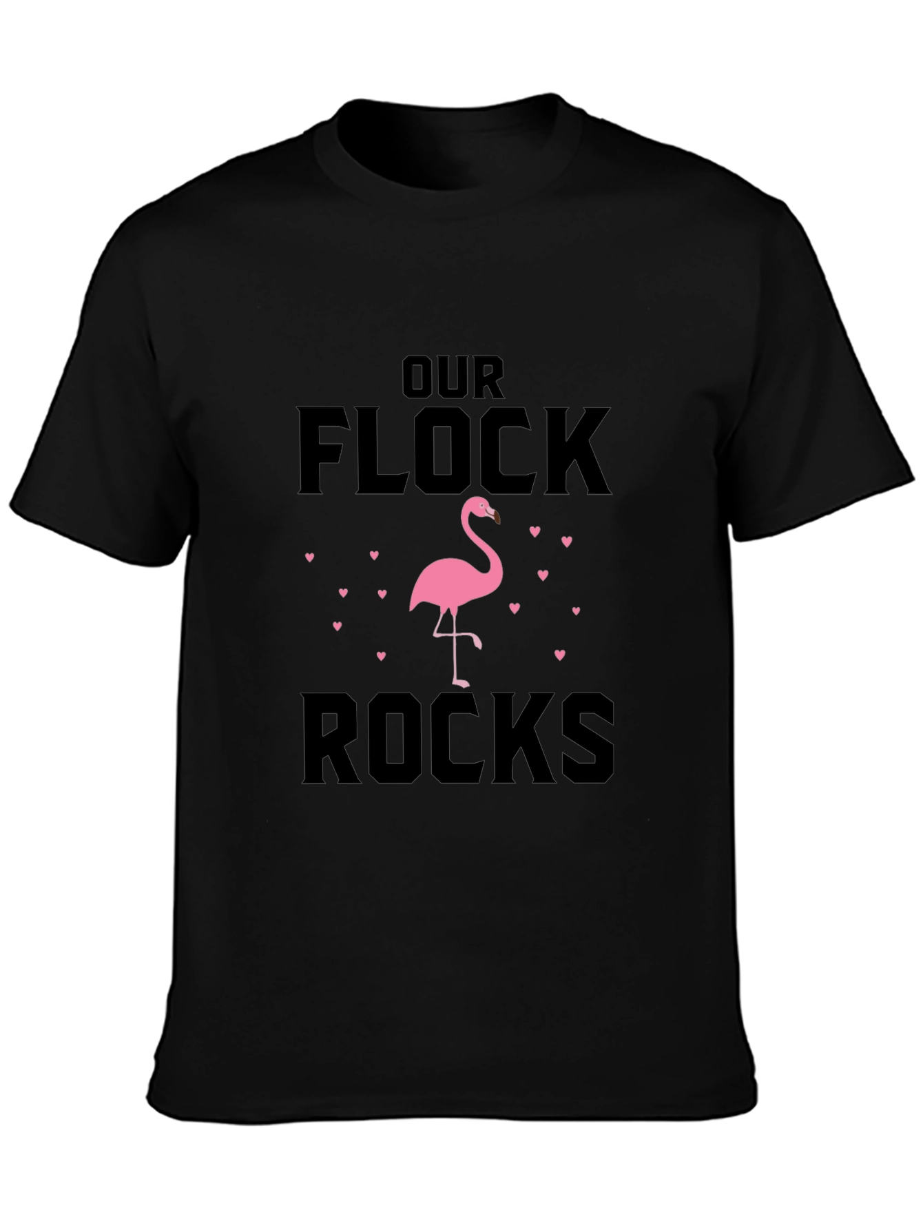 Our Flock Rocks Flamingo Graphic T-Shirt