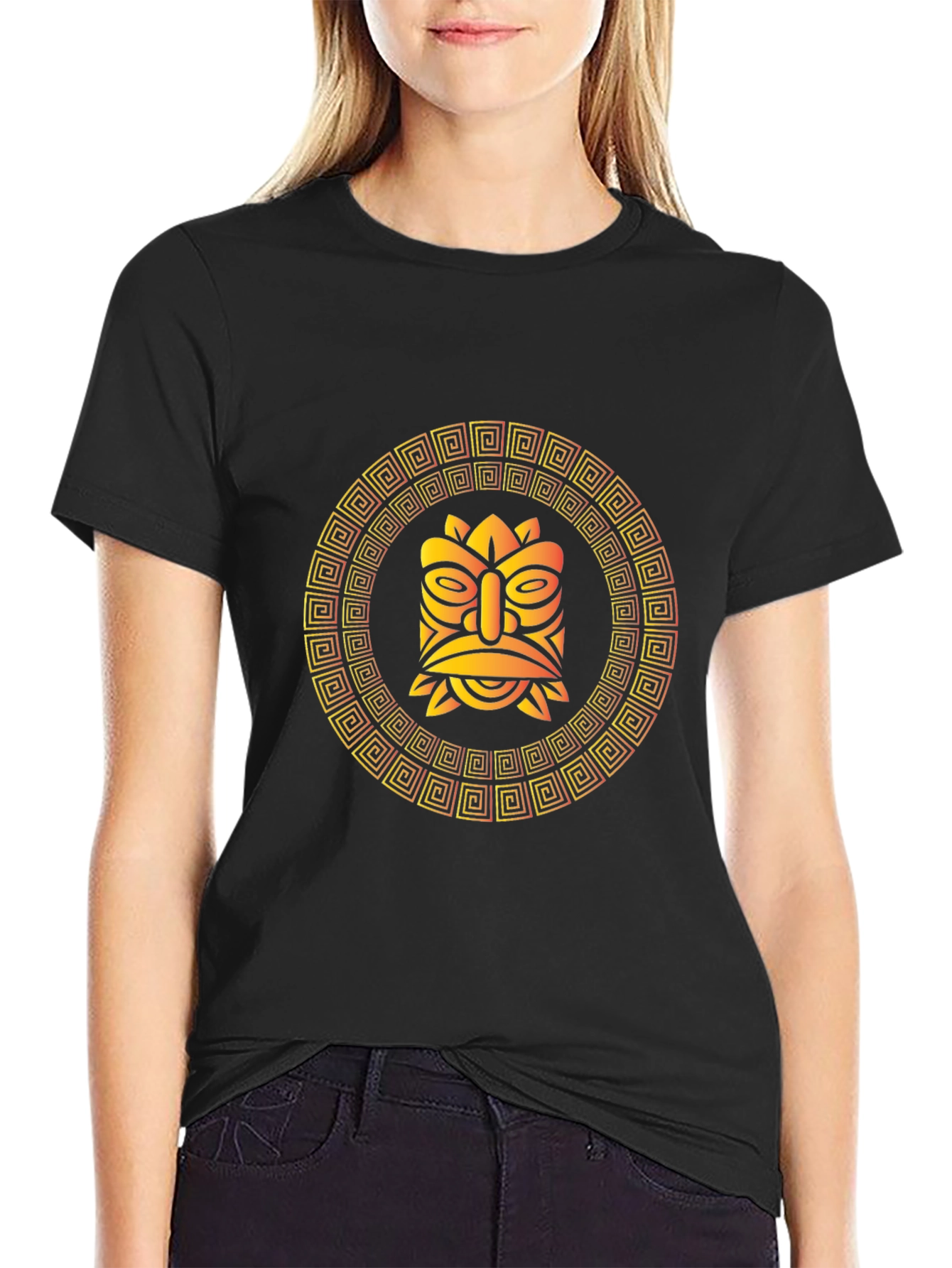 Tribal Tiki Mask Graphic T-Shirt