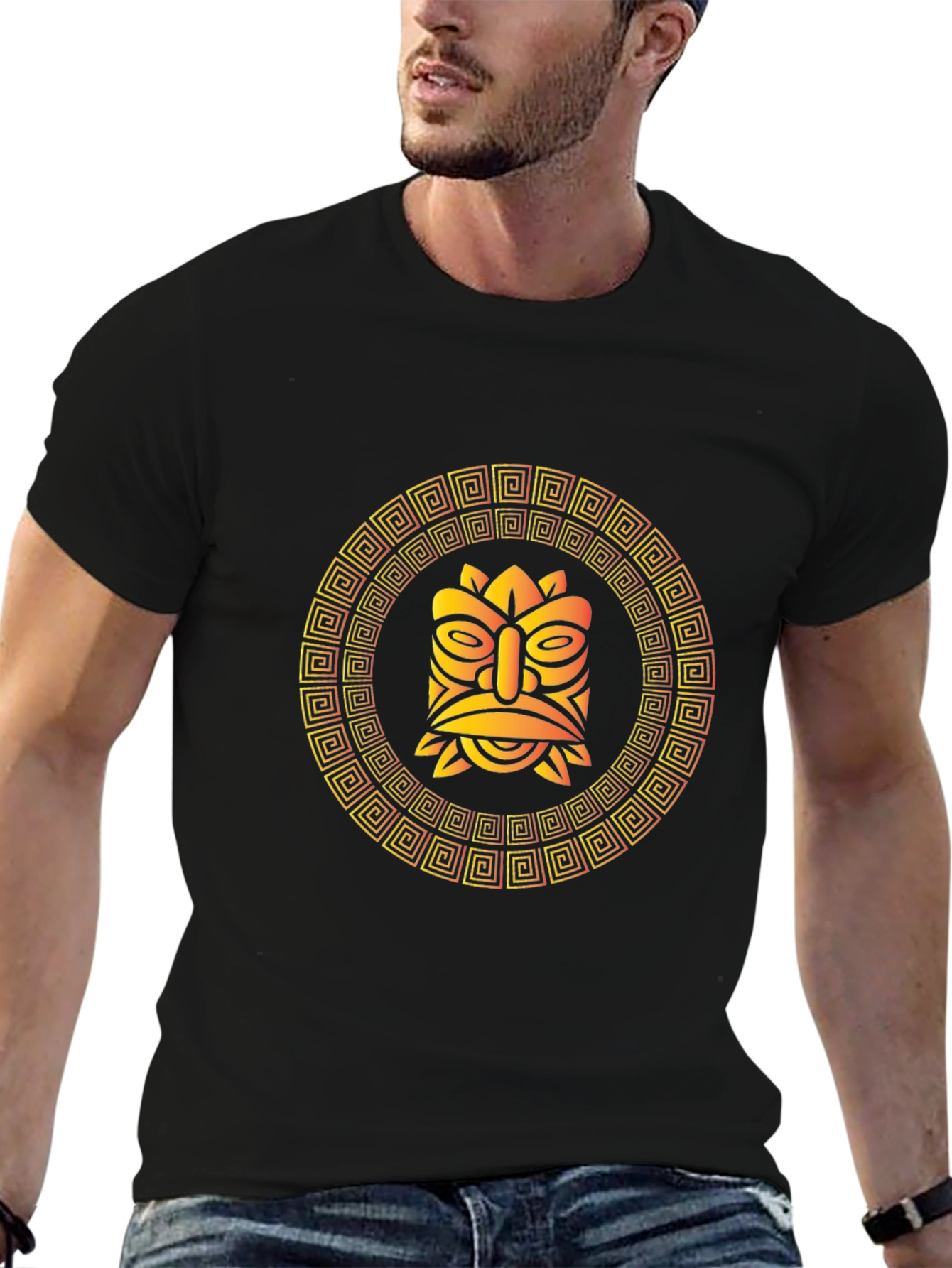 Tribal Tiki Mask Graphic T-Shirt