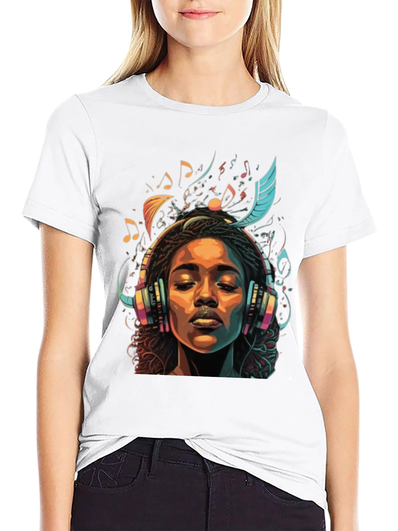 Music Lover Graphic Tee - Black Cotton Comfort