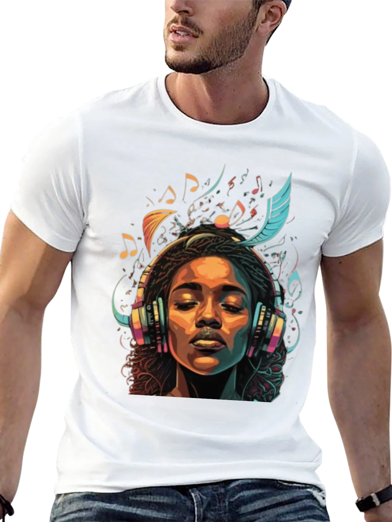 Music Lover Graphic Tee - Black Cotton Comfort