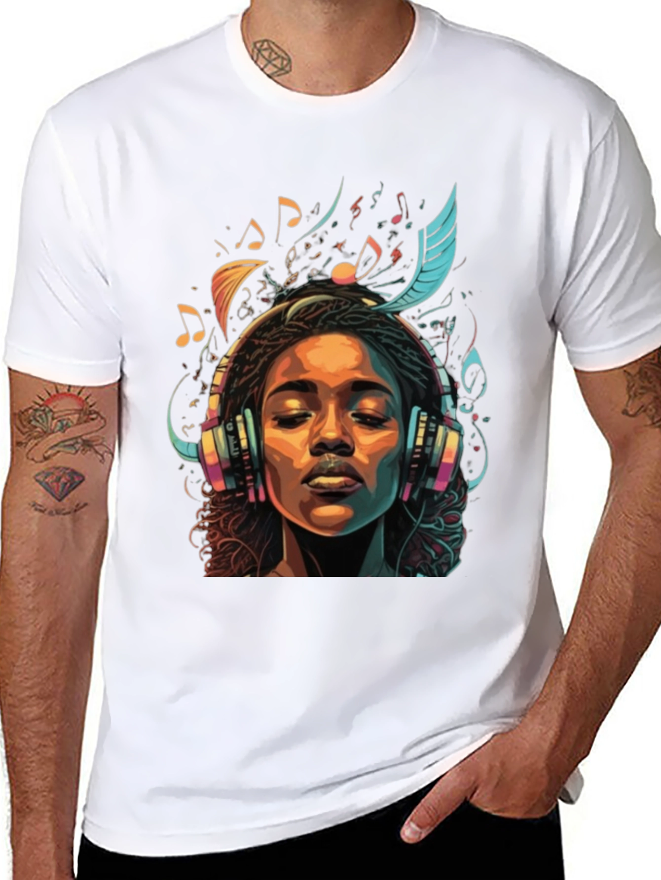 Music Lover Graphic Tee - Black Cotton Comfort