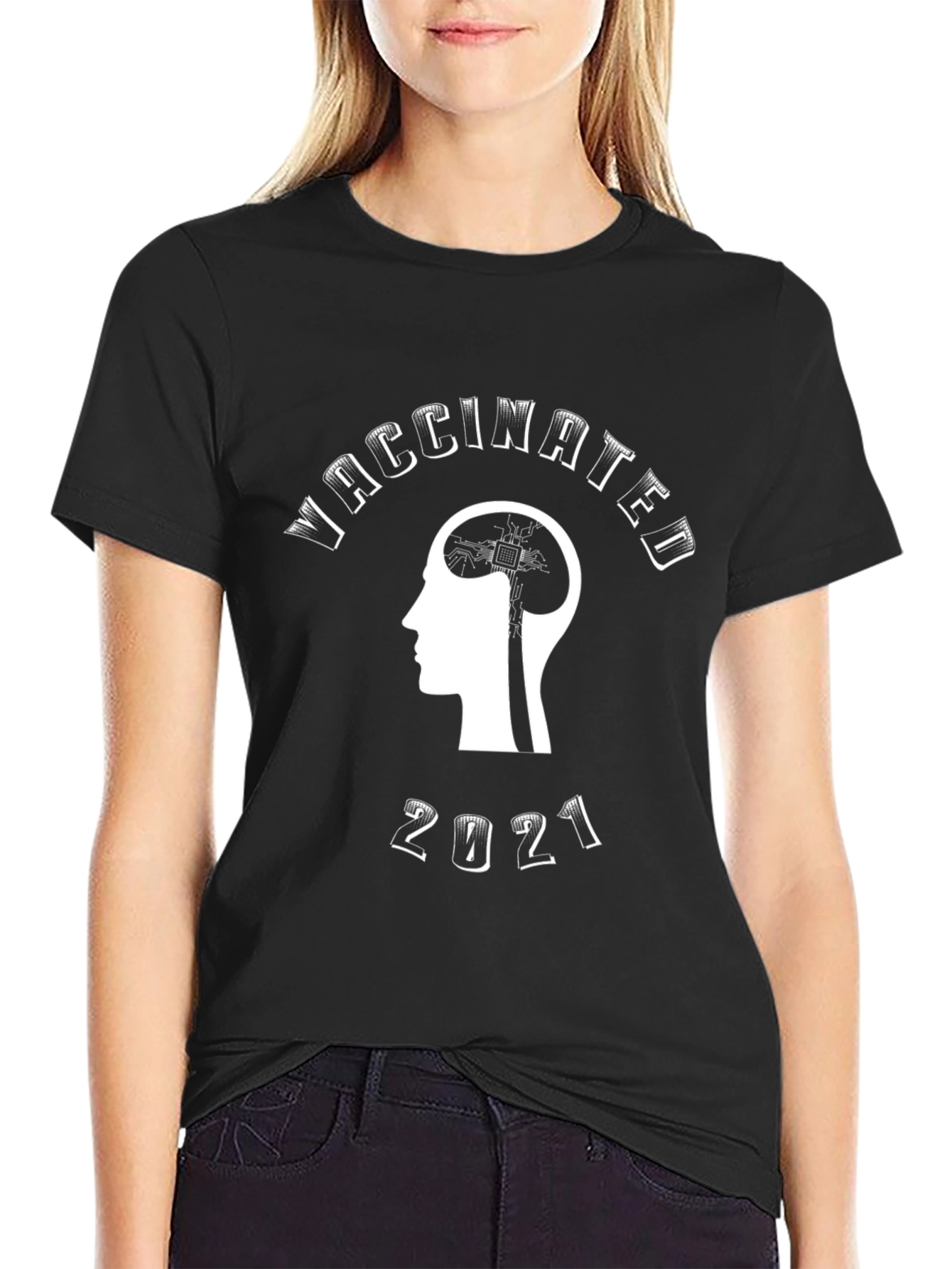 Vaccinated 2021 Black Graphic T-Shirt
