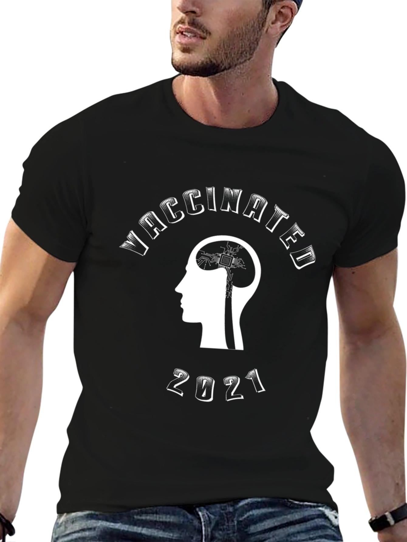 Vaccinated 2021 Black Graphic T-Shirt