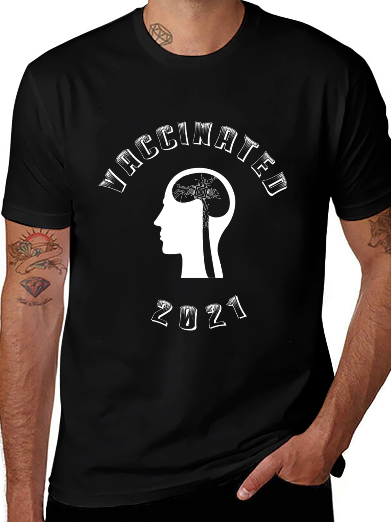 Vaccinated 2021 Black Graphic T-Shirt