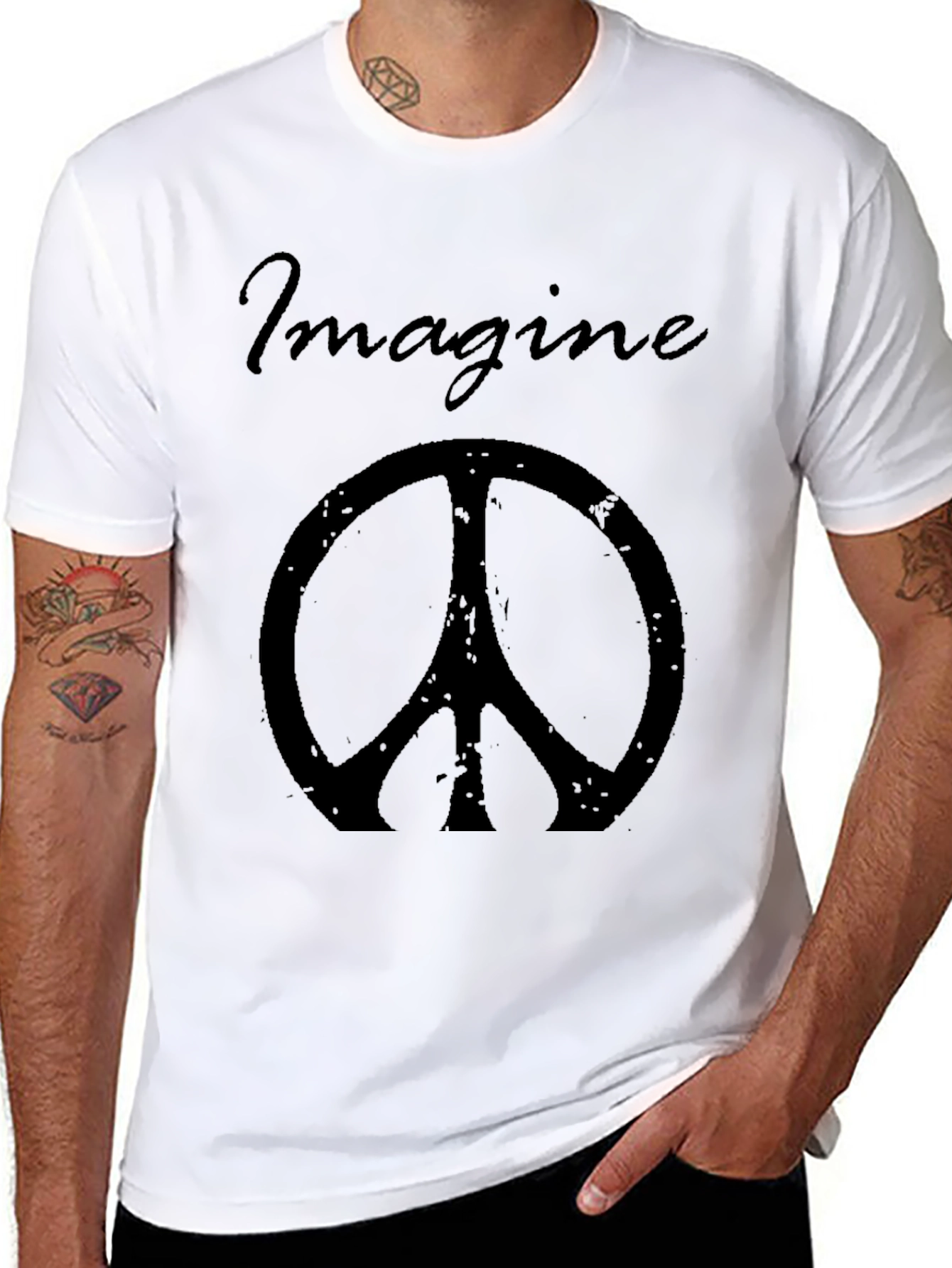 Imagine Peace Sign Black Graphic Tee