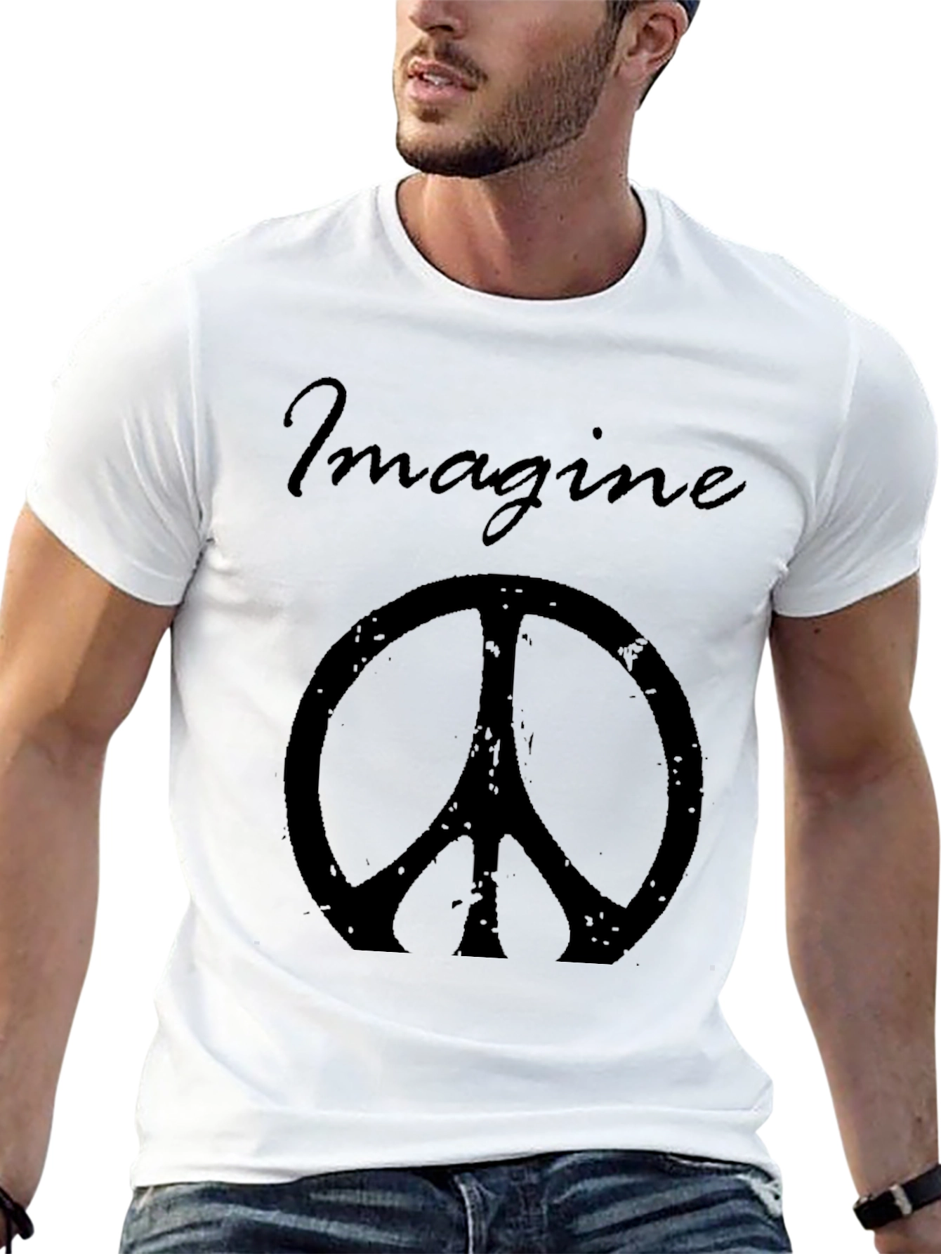 Imagine Peace Sign Black Graphic Tee