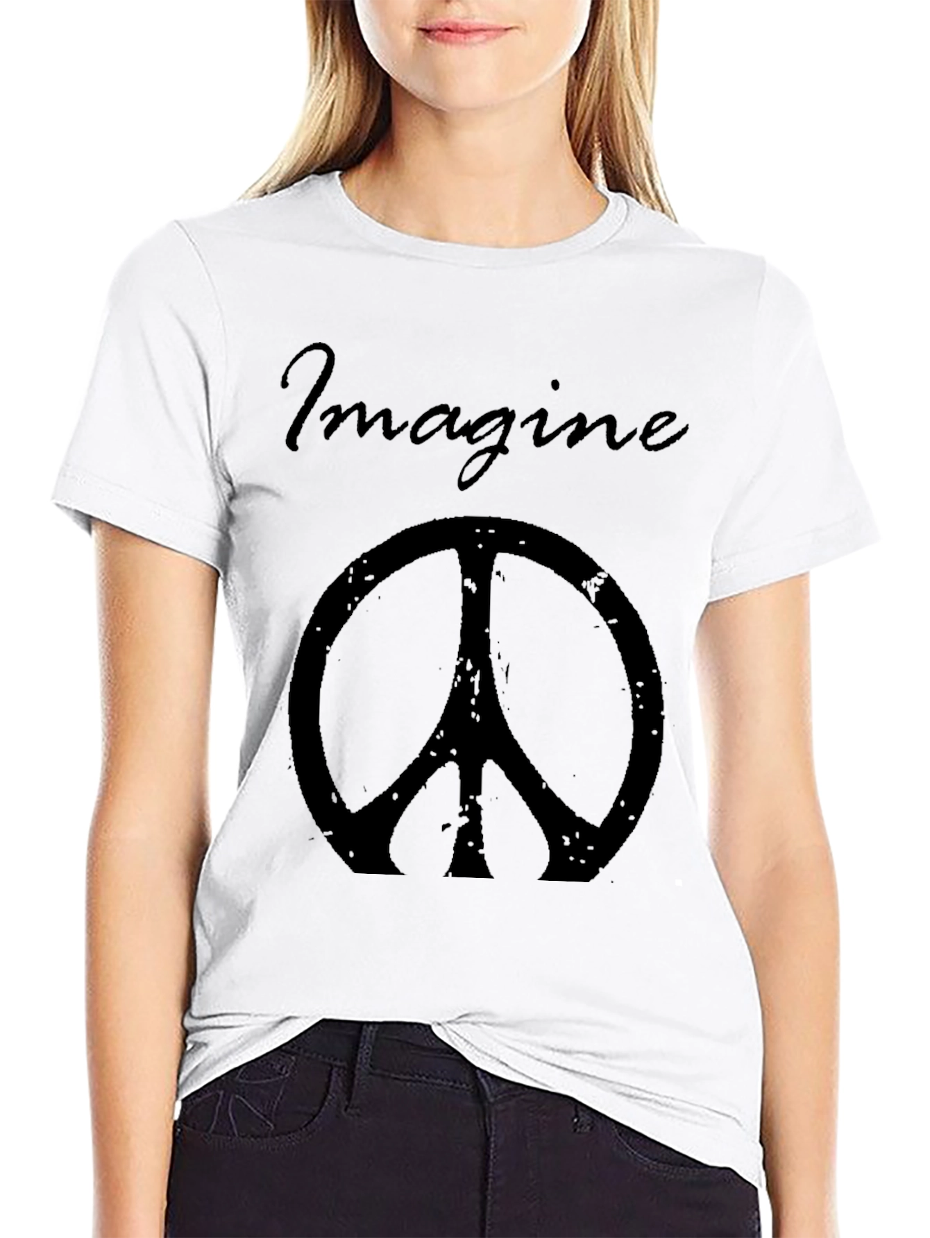 Imagine Peace Sign Black Graphic Tee