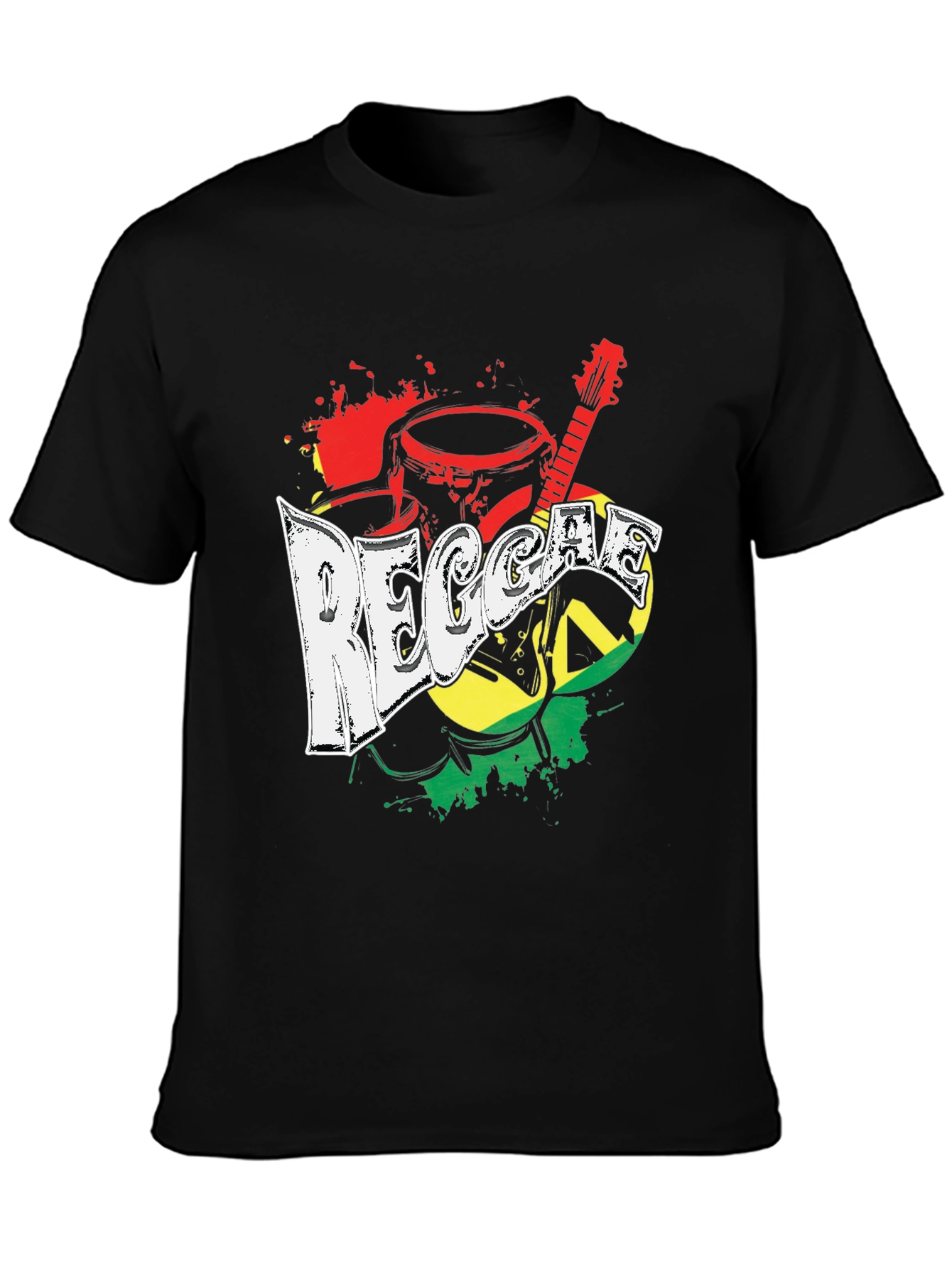 Reggae Music Graphic Print Crew Neck T-Shirt