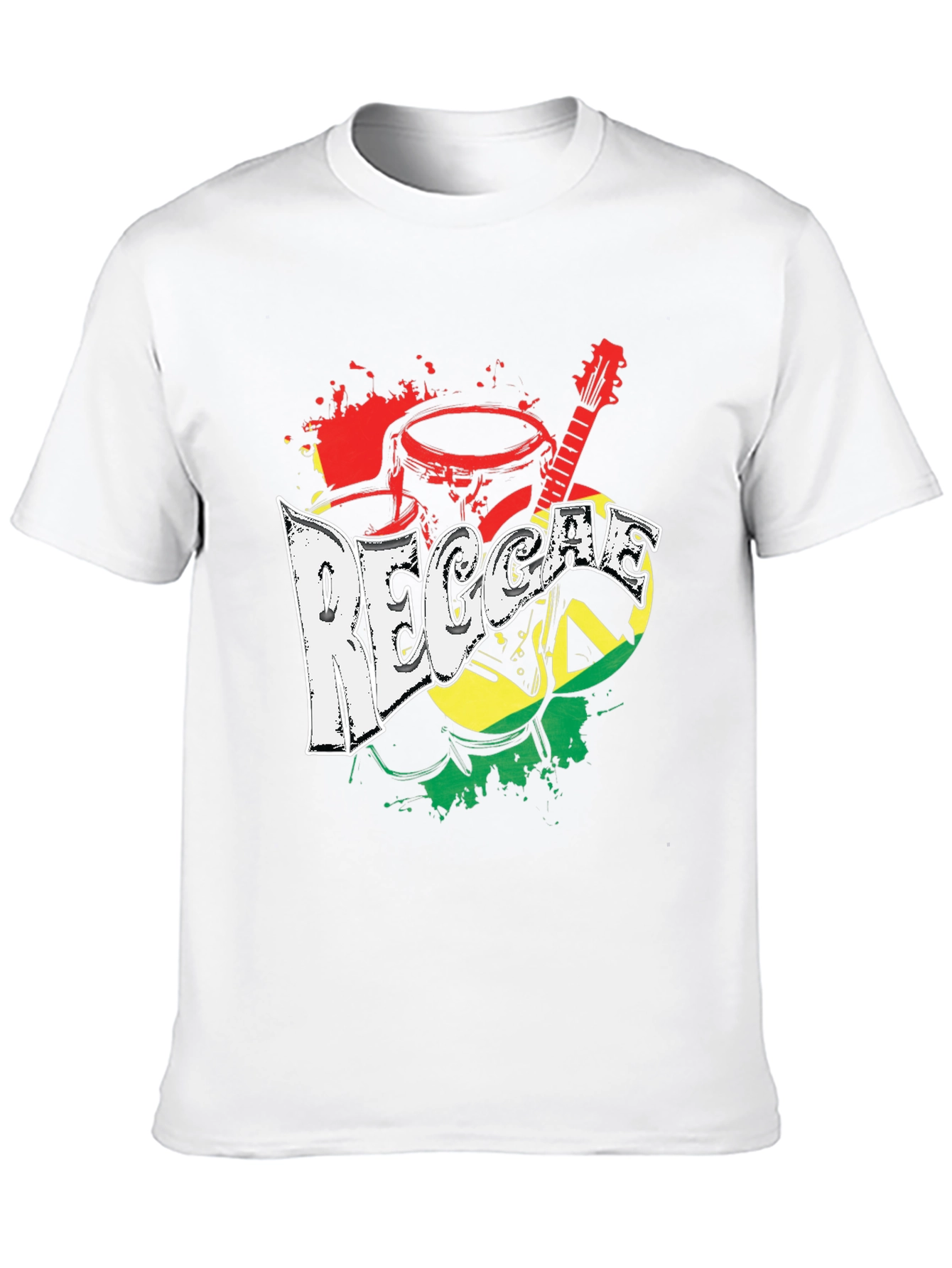 Reggae Music Graphic Print Crew Neck T-Shirt
