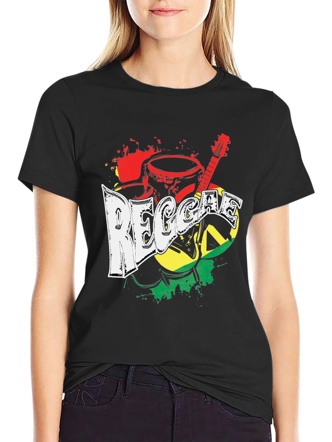 Reggae Music Graphic Print Crew Neck T-Shirt