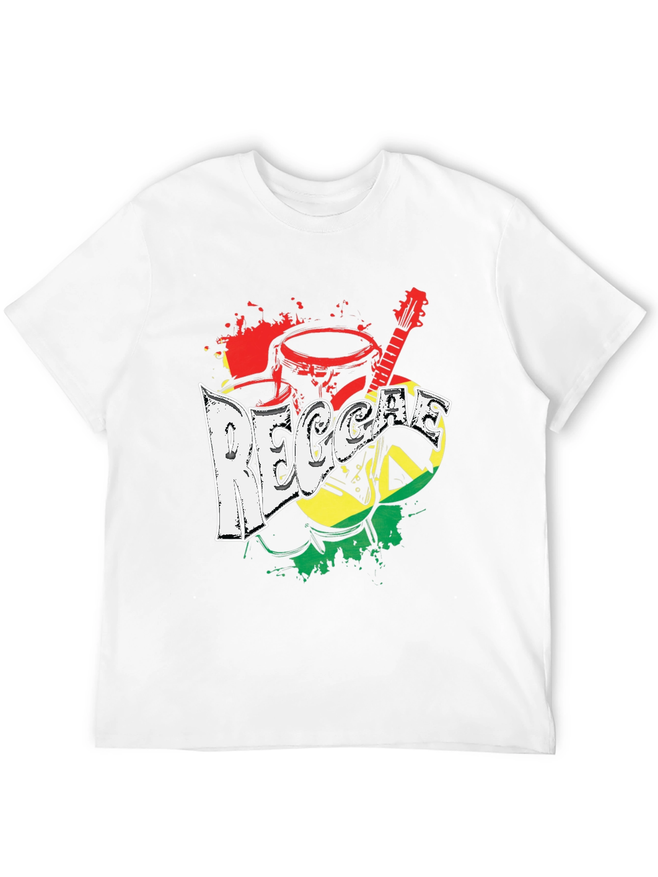 Reggae Music Graphic Print Crew Neck T-Shirt