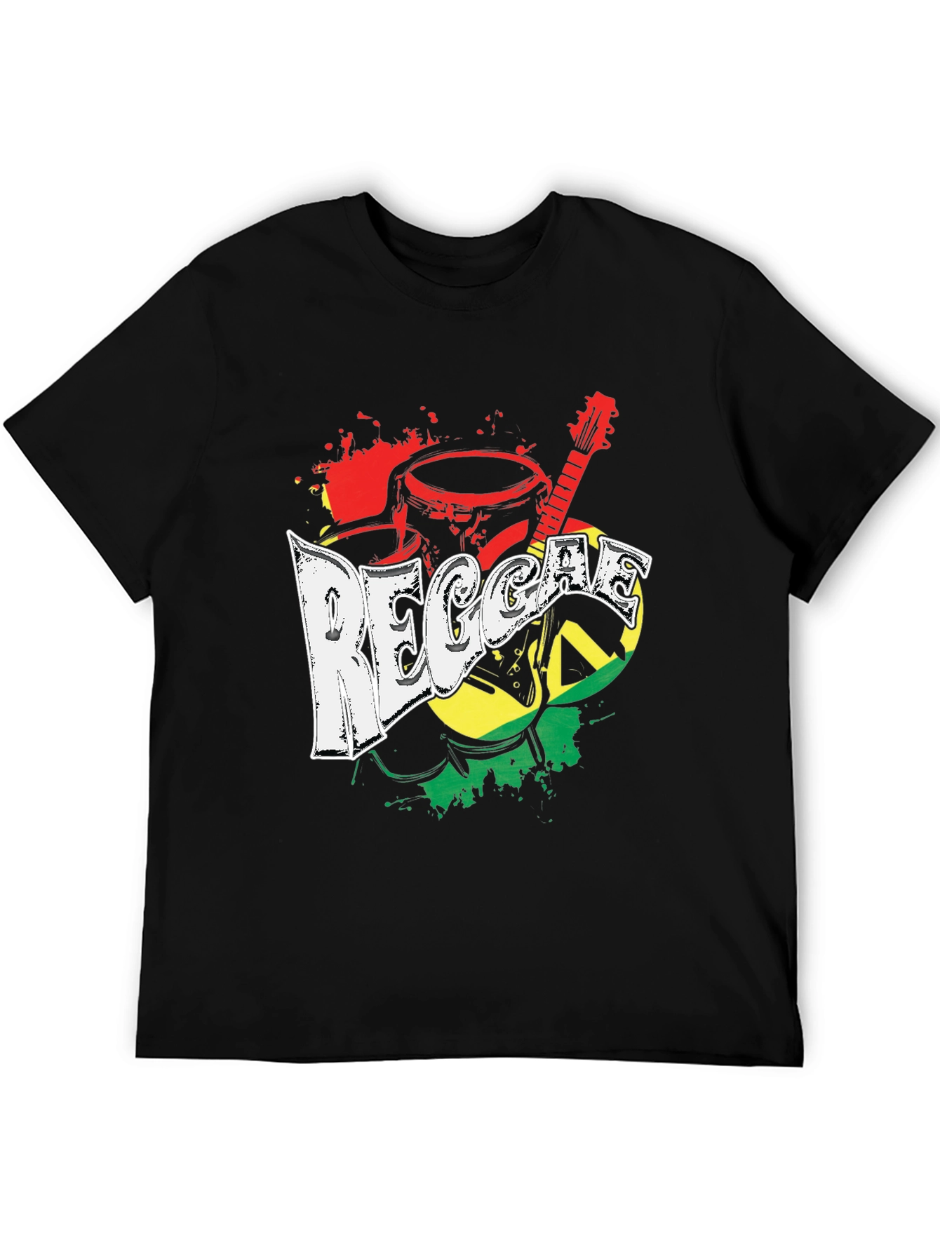 Reggae Music Graphic Print Crew Neck T-Shirt