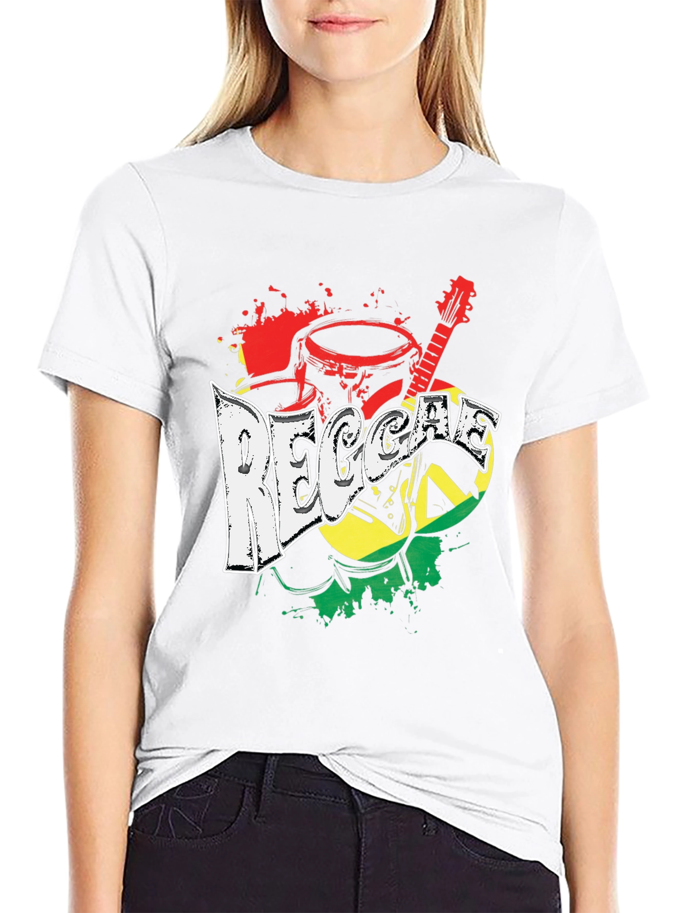 Reggae Music Graphic Print Crew Neck T-Shirt
